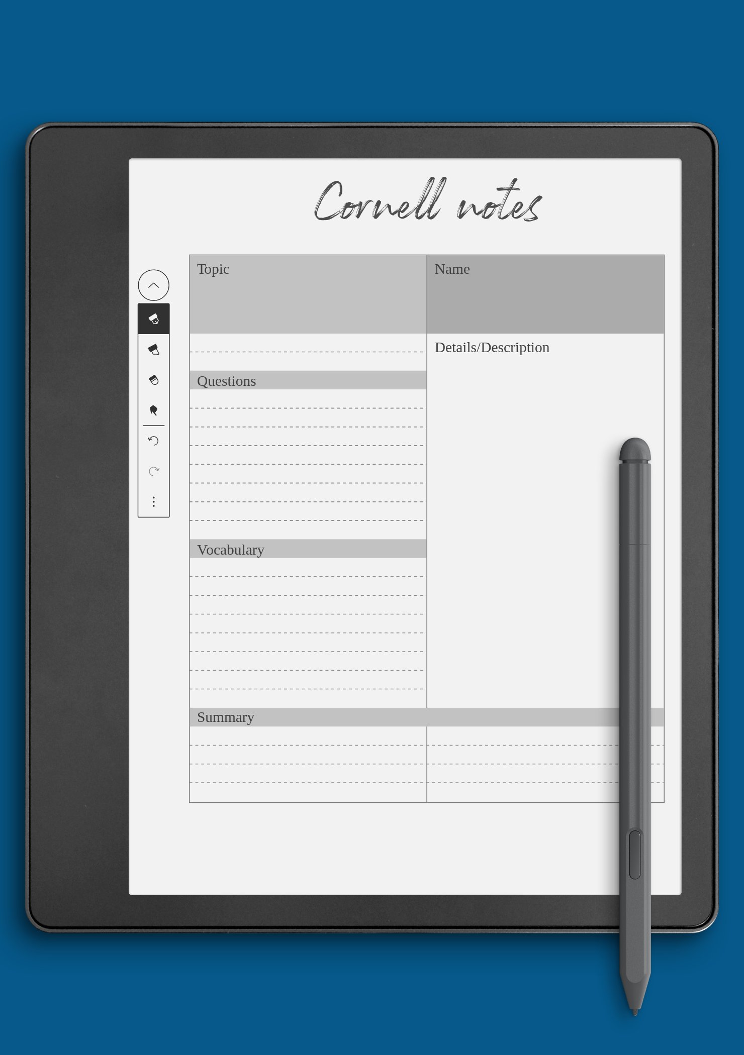 Download Printable Modern Cornell Notes Template PDF