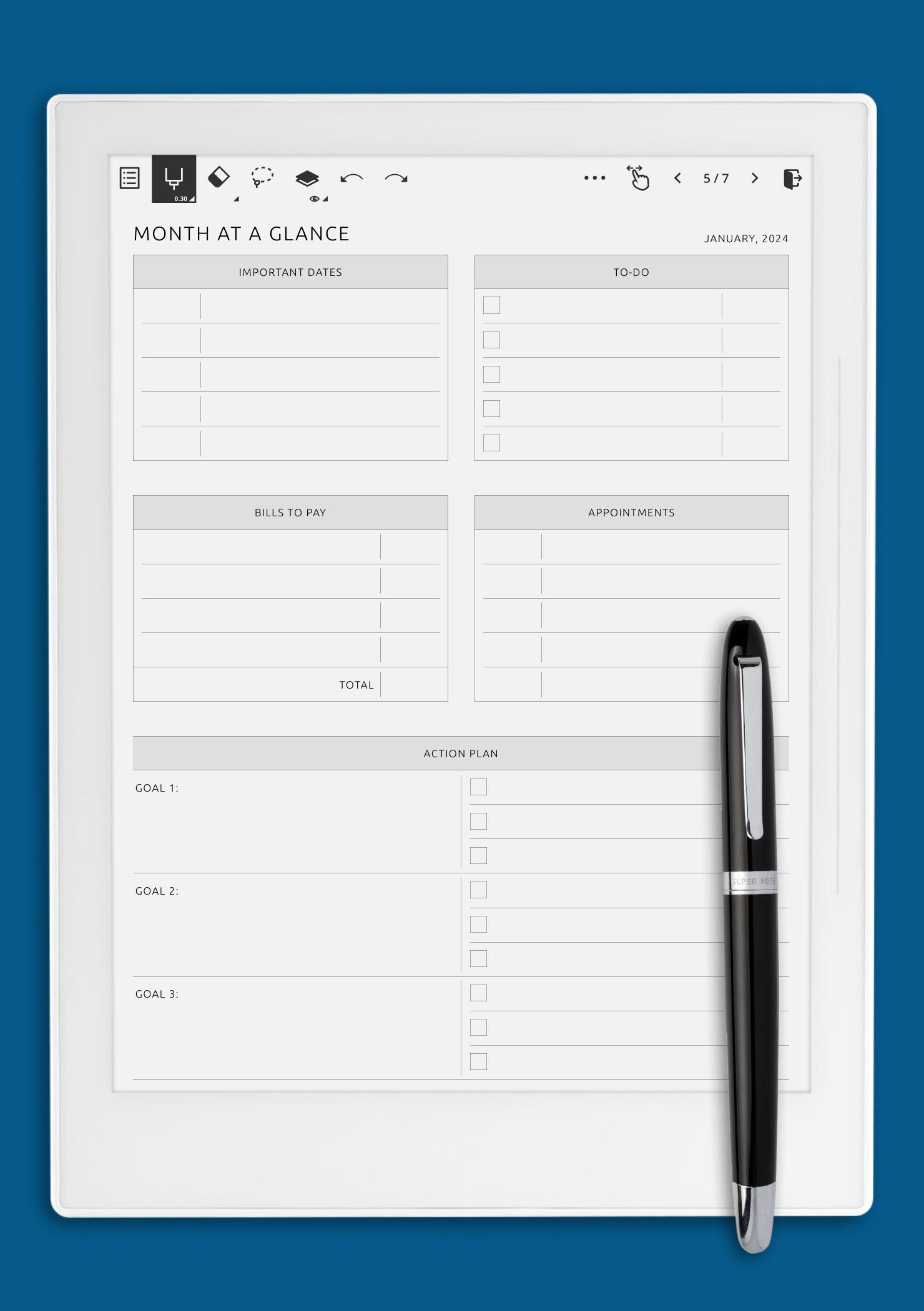 Download Printable Month at a Glance with Action Plans PDF