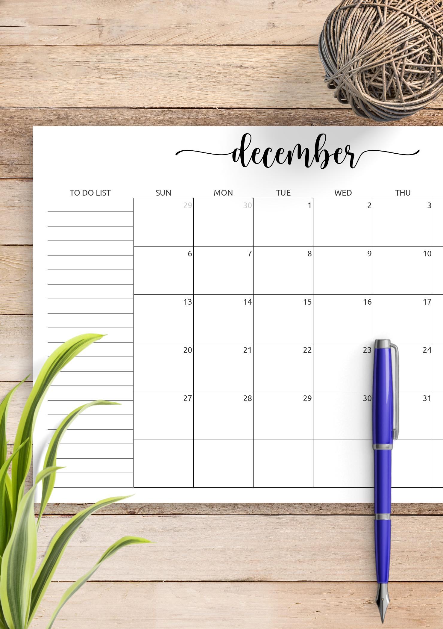 Download Printable Monthly Calendar with To-Do List PDF