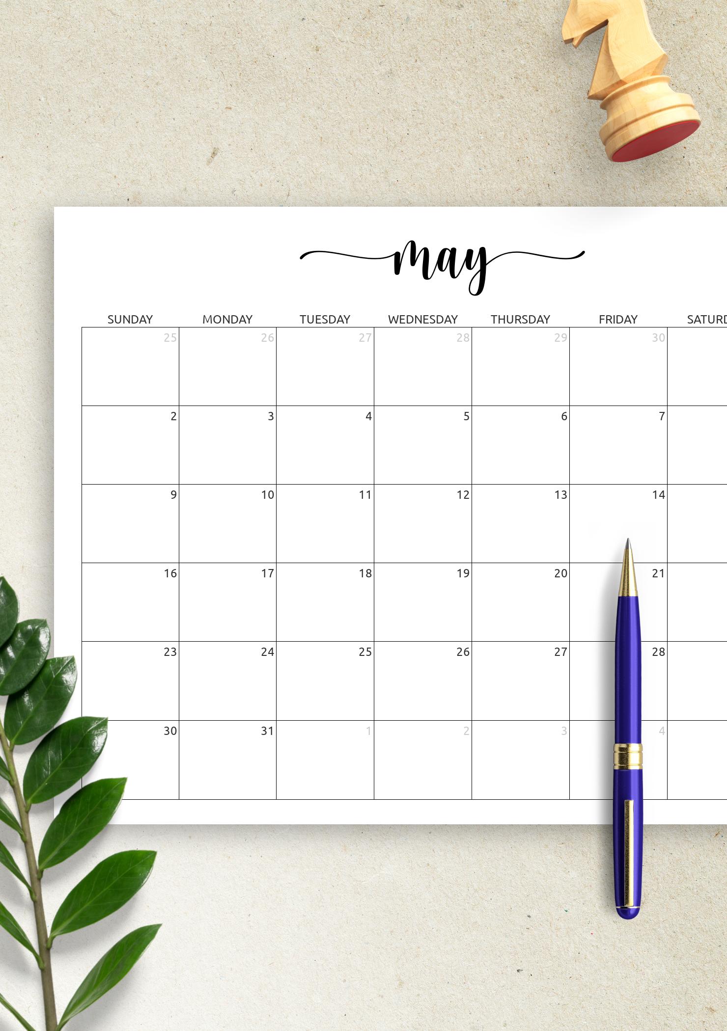 Download Printable Monthly Calendar with Notes PDF