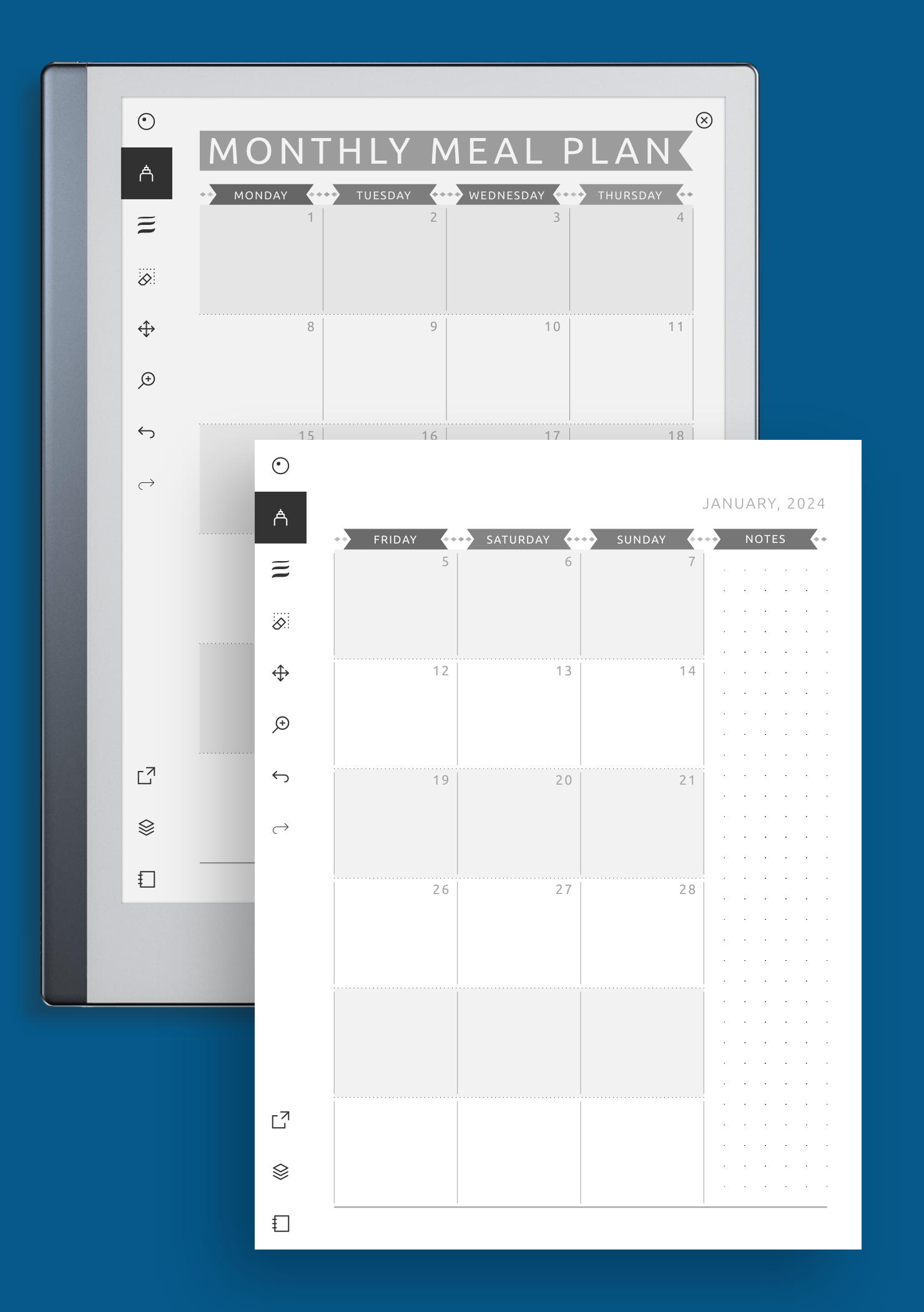 Download Printable Monthly Meal Plan - Casual Style PDF