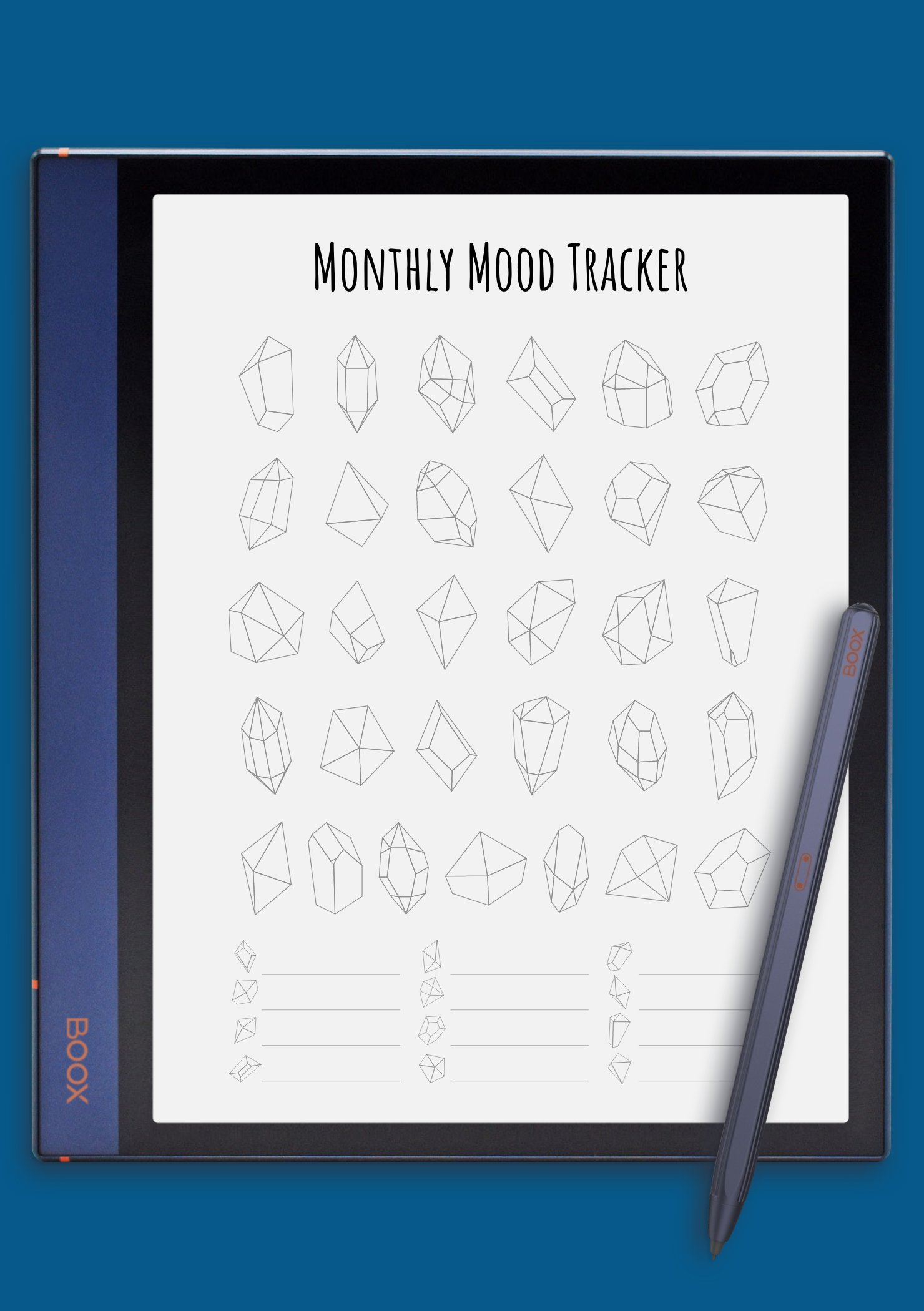 Download Printable Monthly Mood Tracker Template - Crystals PDF