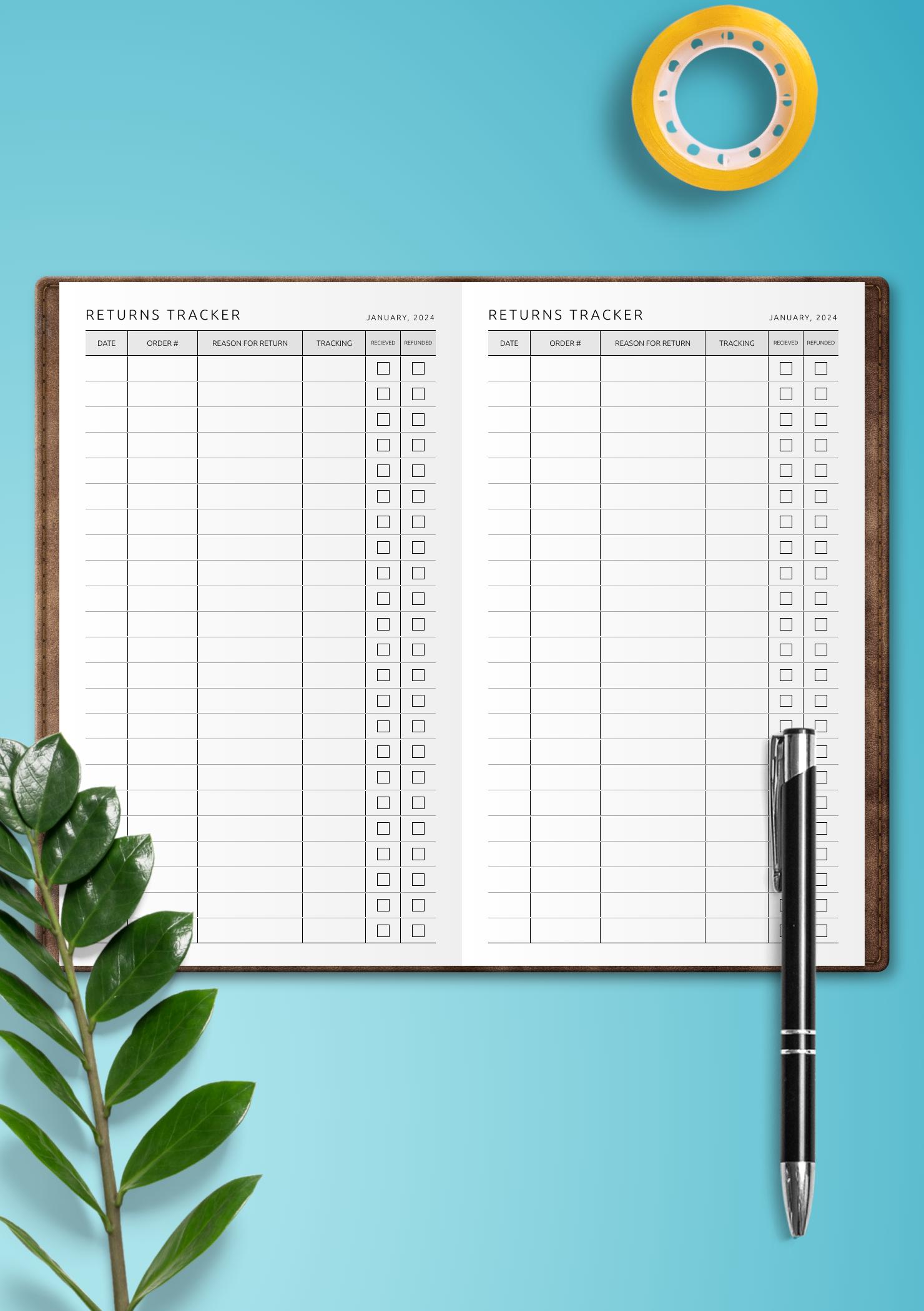 Download Printable Monthly Returns Tracker Template PDF
