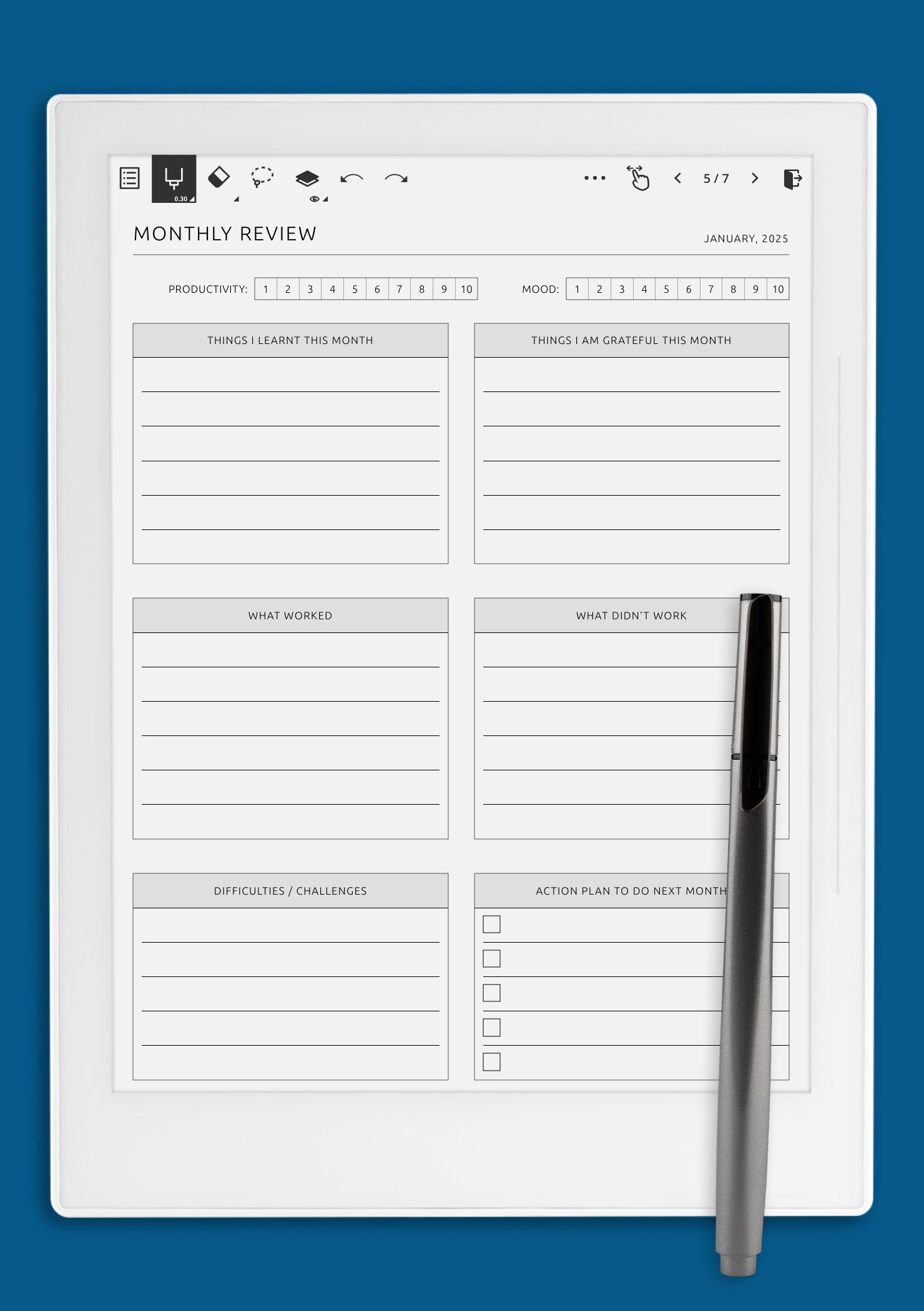 Download Printable Monthly Review PDF