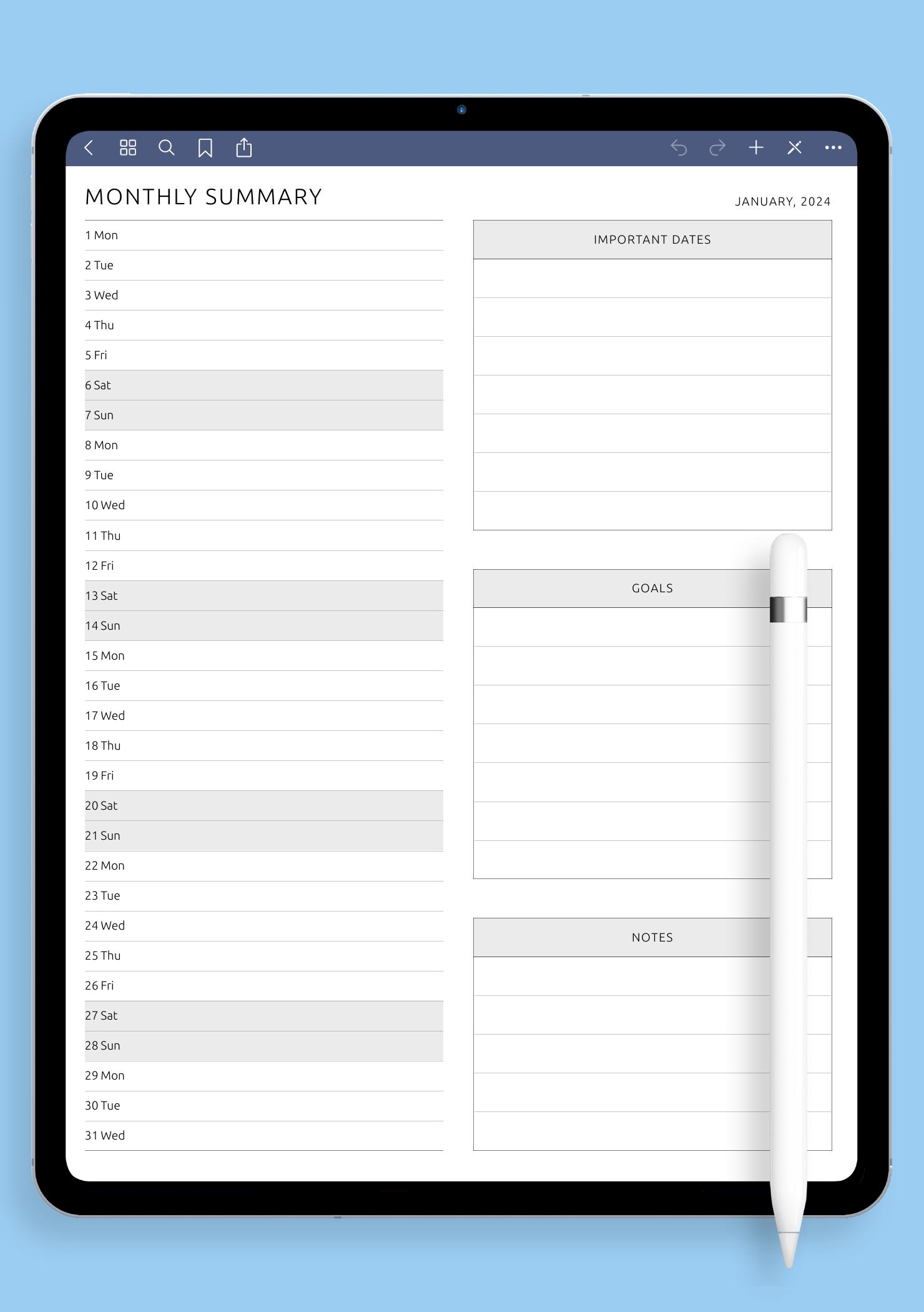 Download Printable Monthly Summary PDF