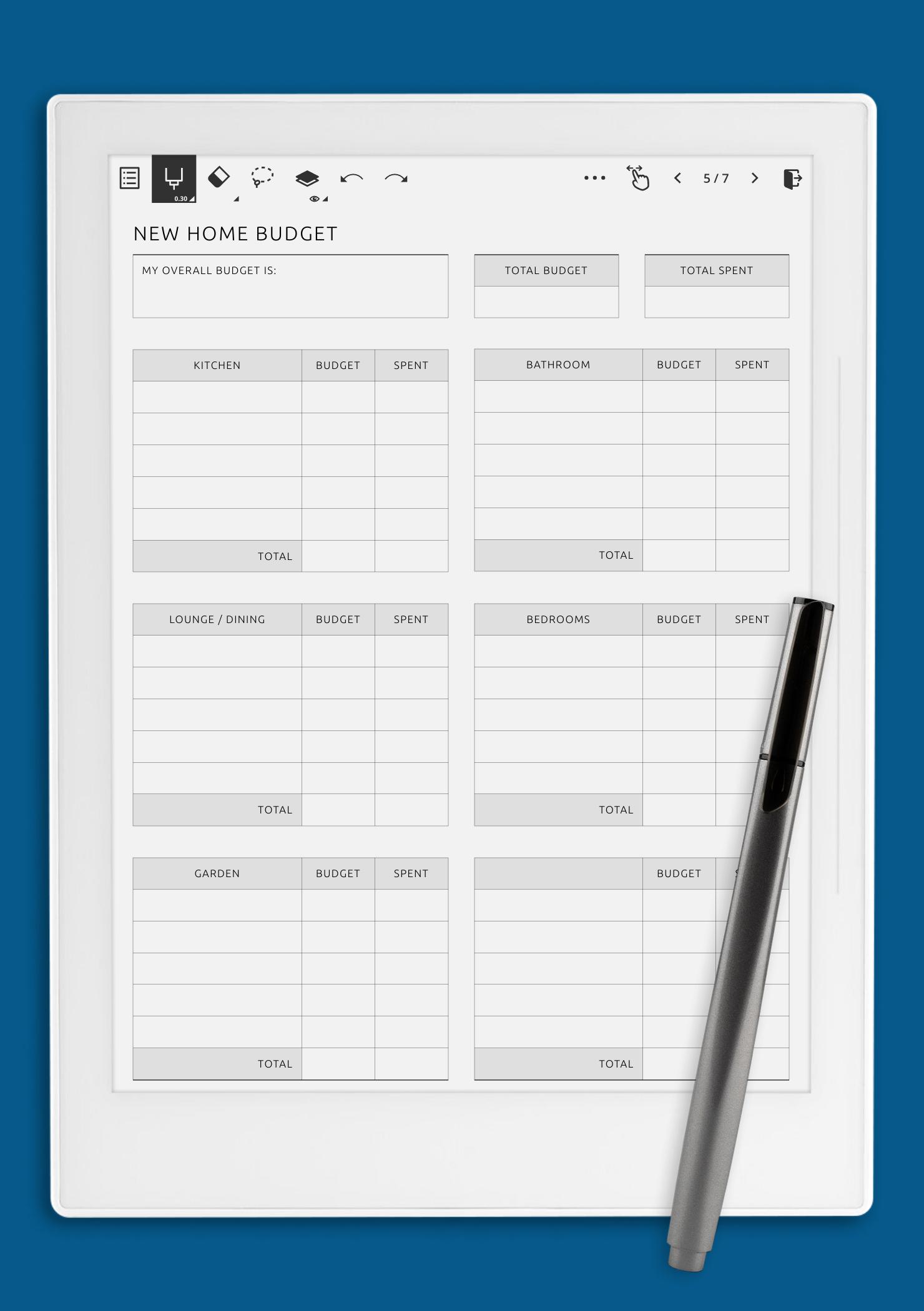 Printable and Digital New Home Budget Template Get PDF for reMarkable Printable and Digital New Home Budget Template Get PDF for reMarkable