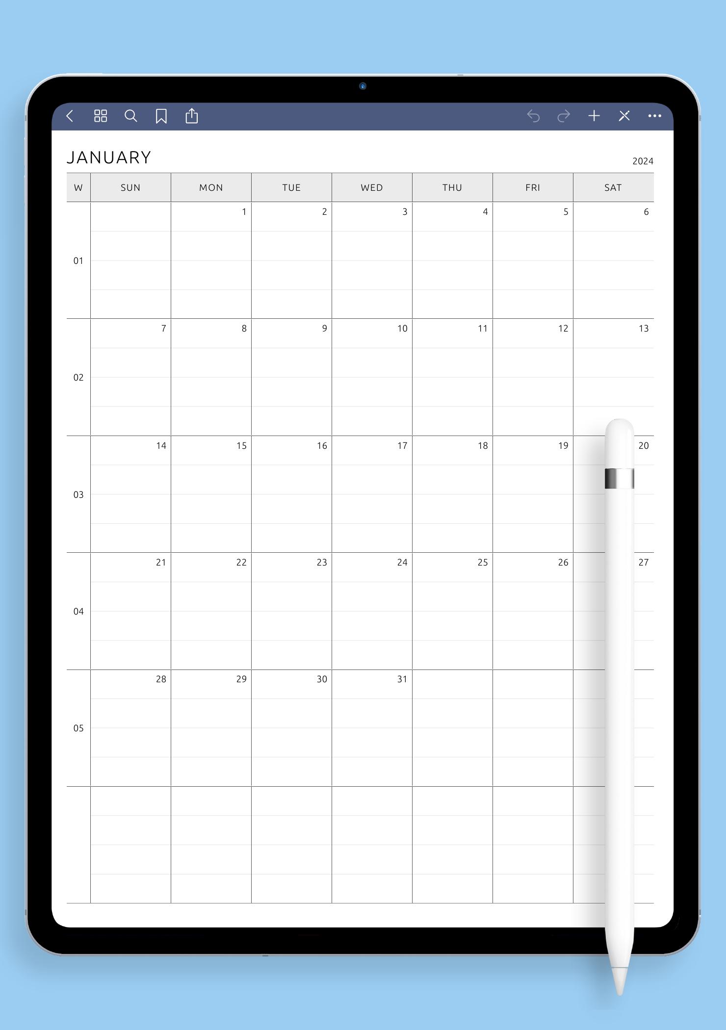 Download Printable One Page Lined Monthly Calendar PDF