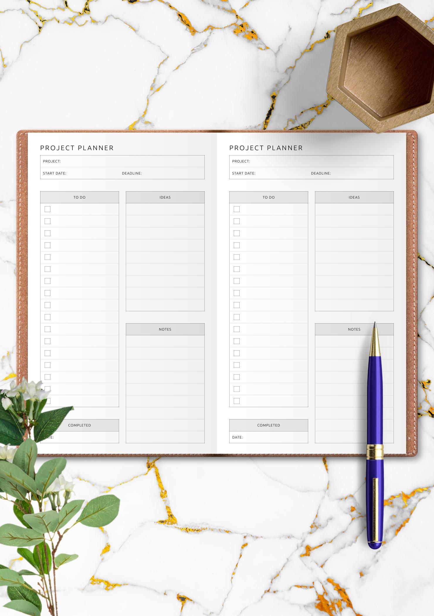 Download Printable One Page Project Planner Template PDF