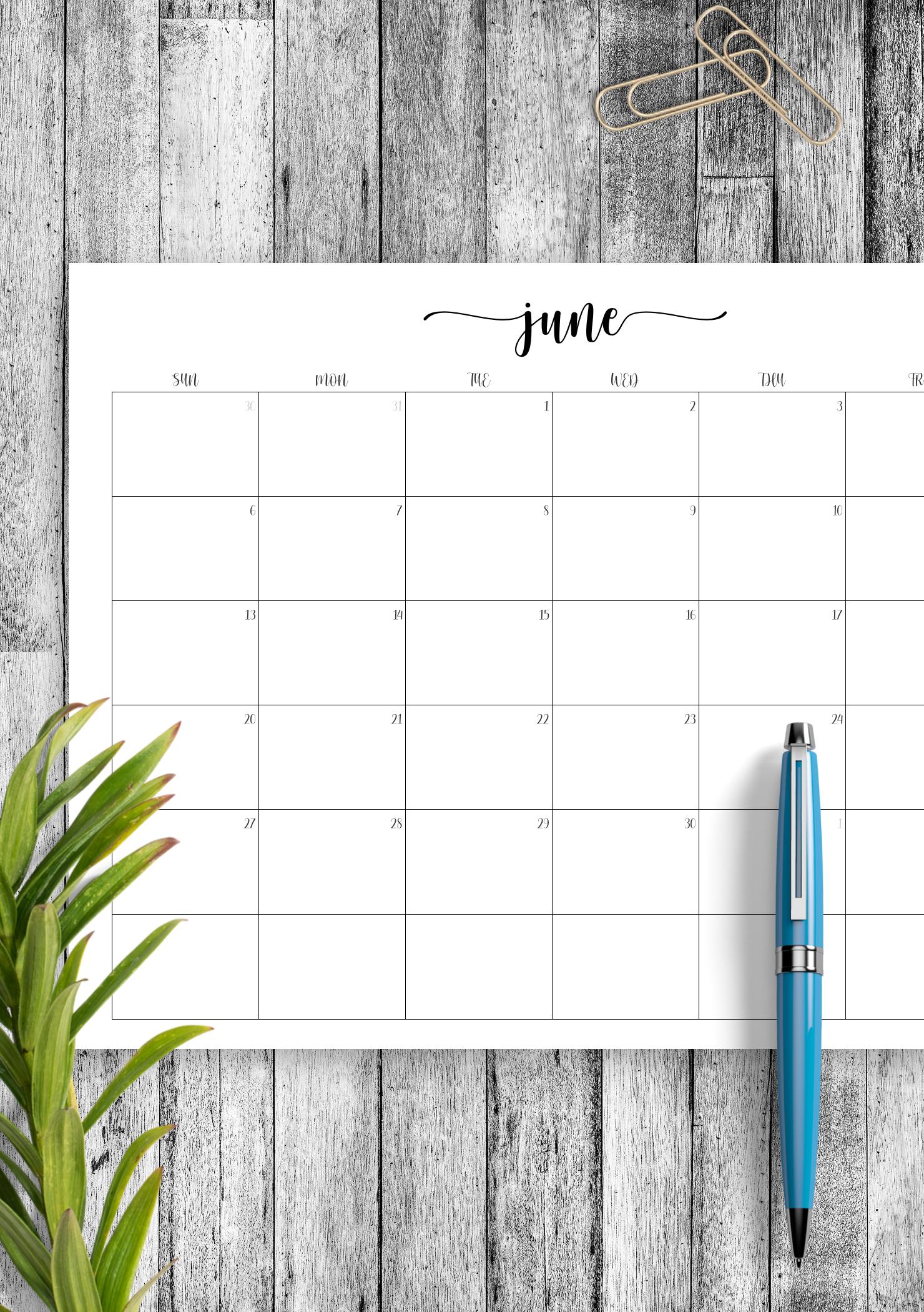 Download Printable Original Monthly Calendar PDF