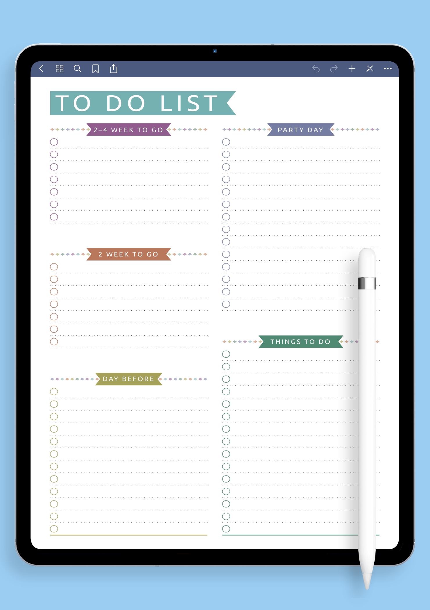 Download Printable Party To Do List - Casual Style PDF