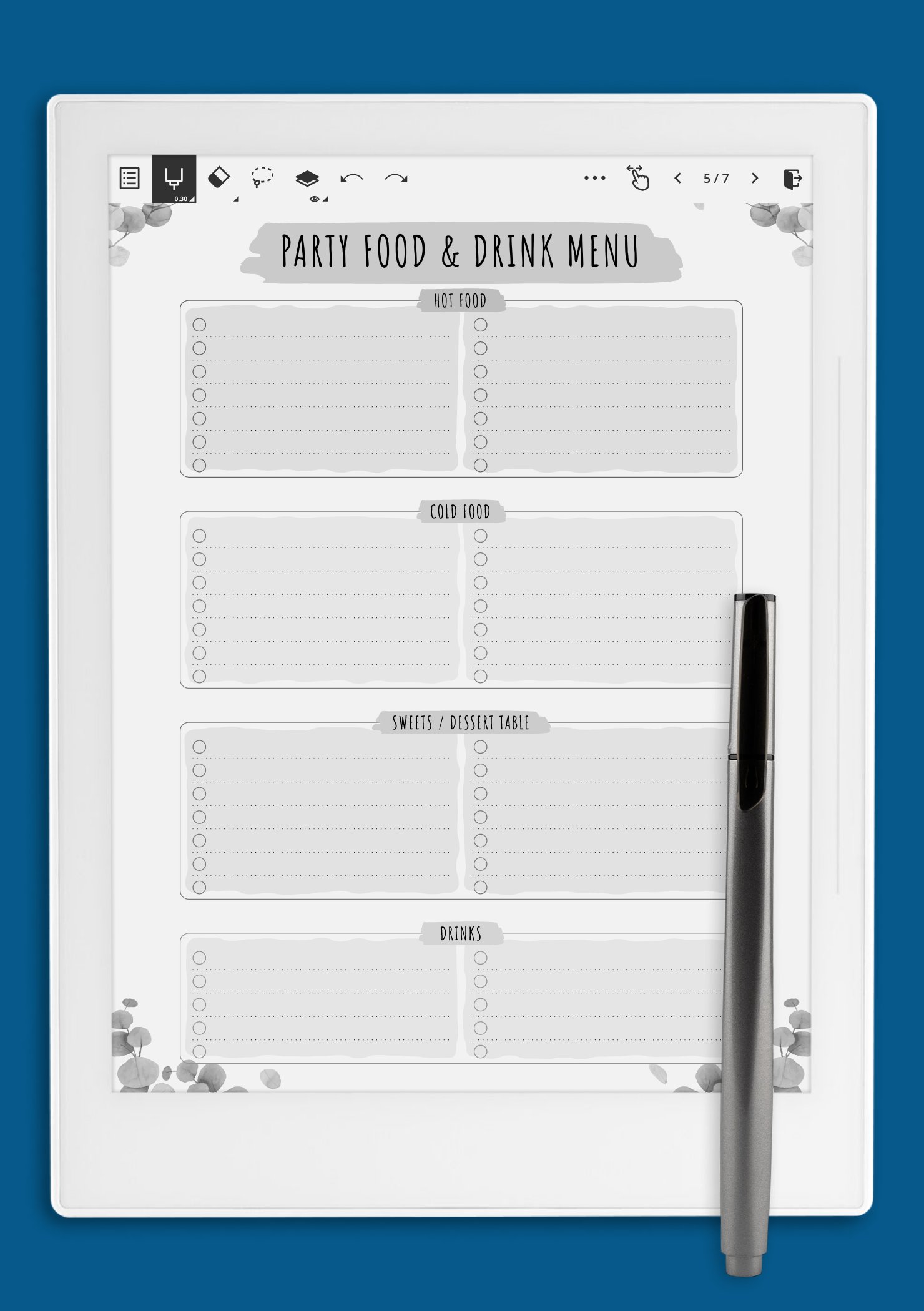 Download Printable Party Menu - Floral Style PDF