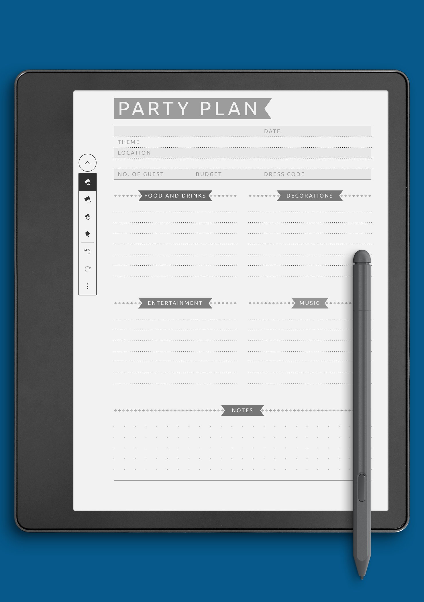 Download Printable Party Plan - Casual Style PDF