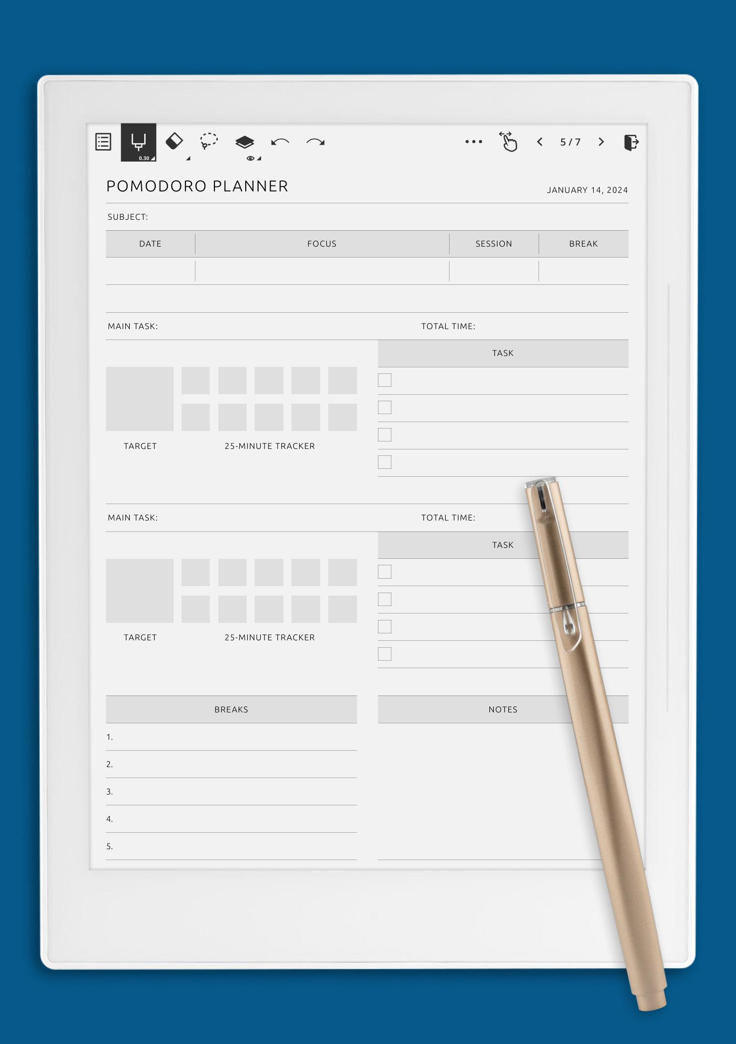 Download Printable Pomodoro Planner Pdf