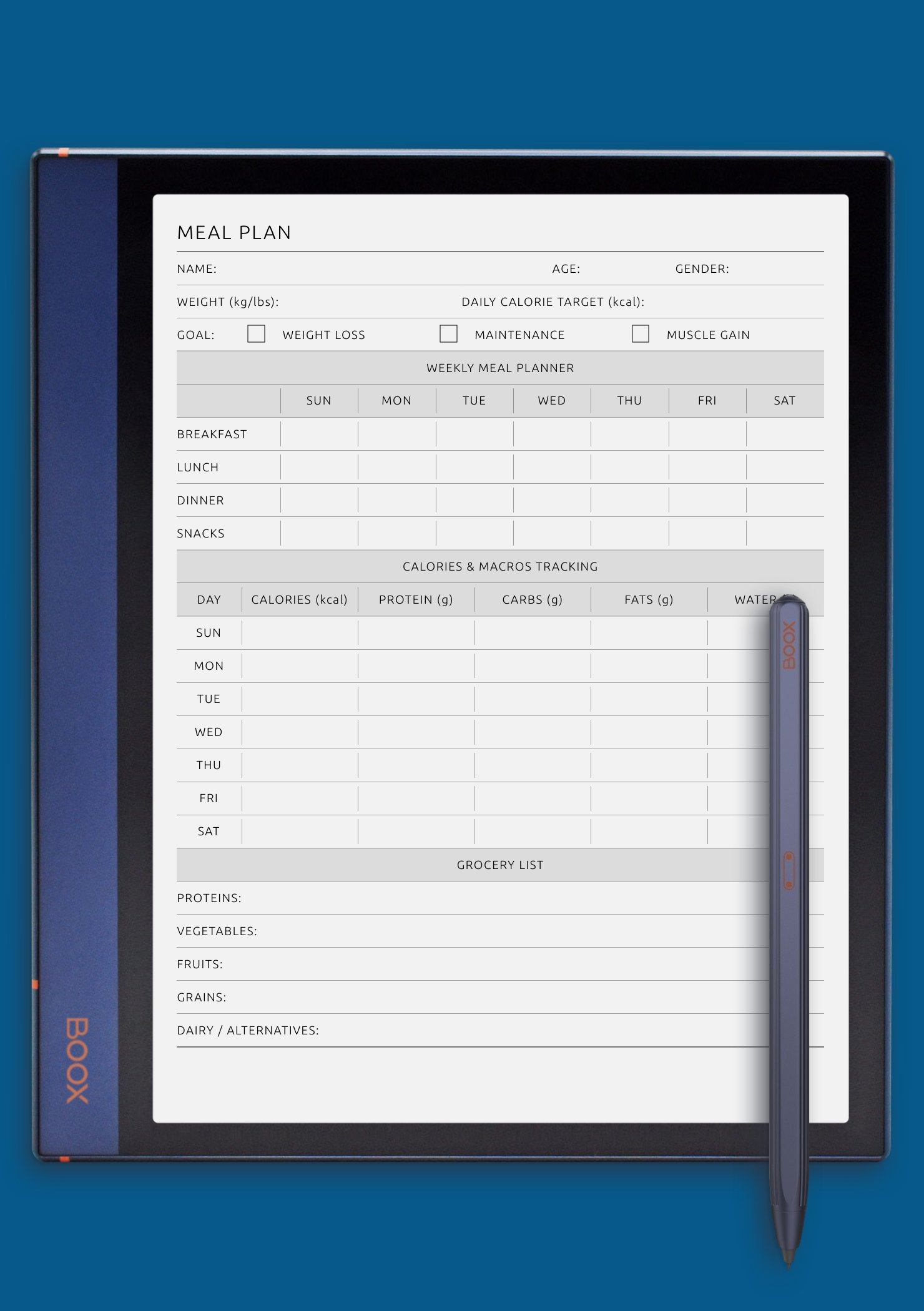 Get a Printable or Digital Weekly Meal & Macro Tracking Plan PDF