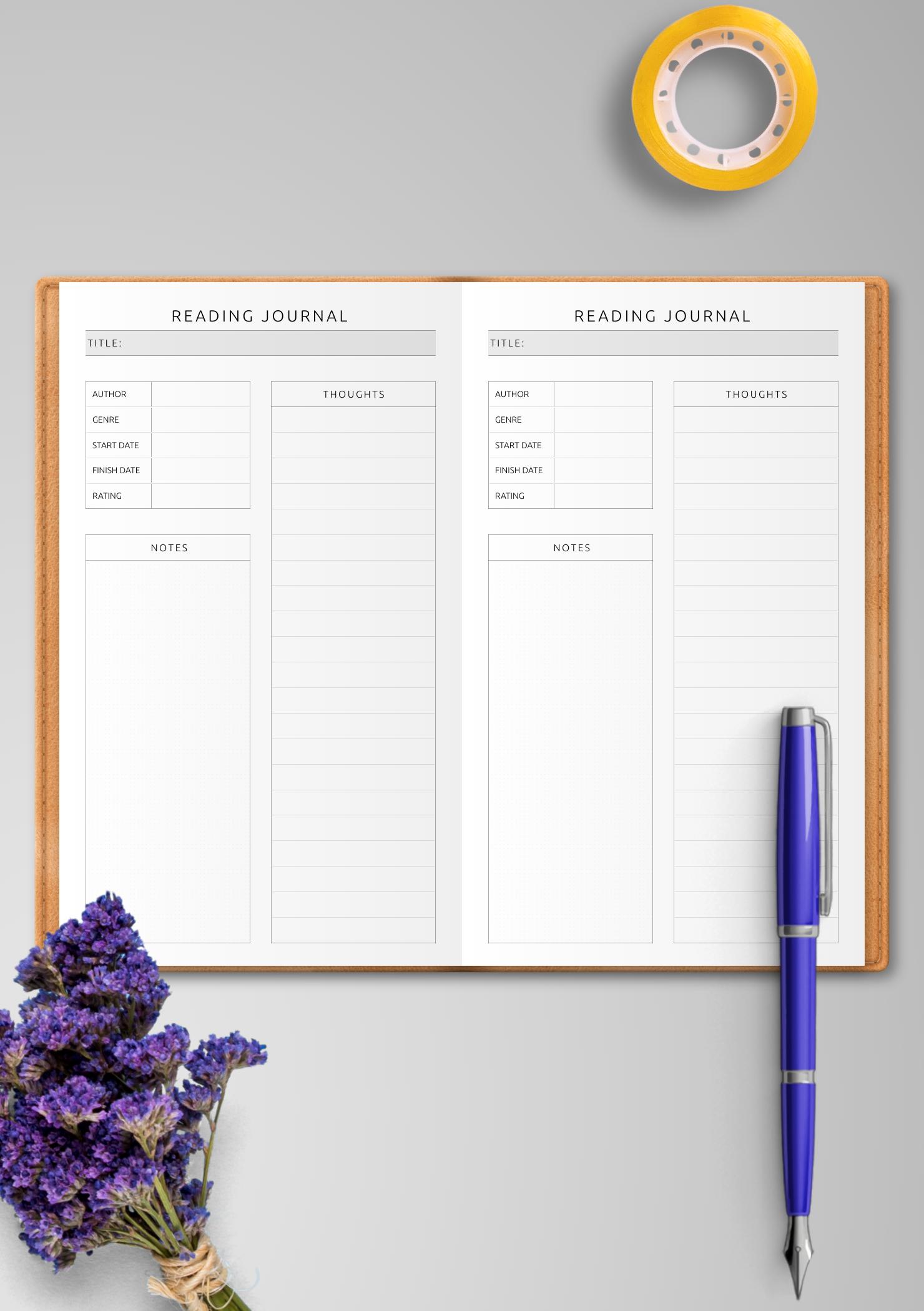 Download Printable Reading Journal Template - Minimalist Style PDF