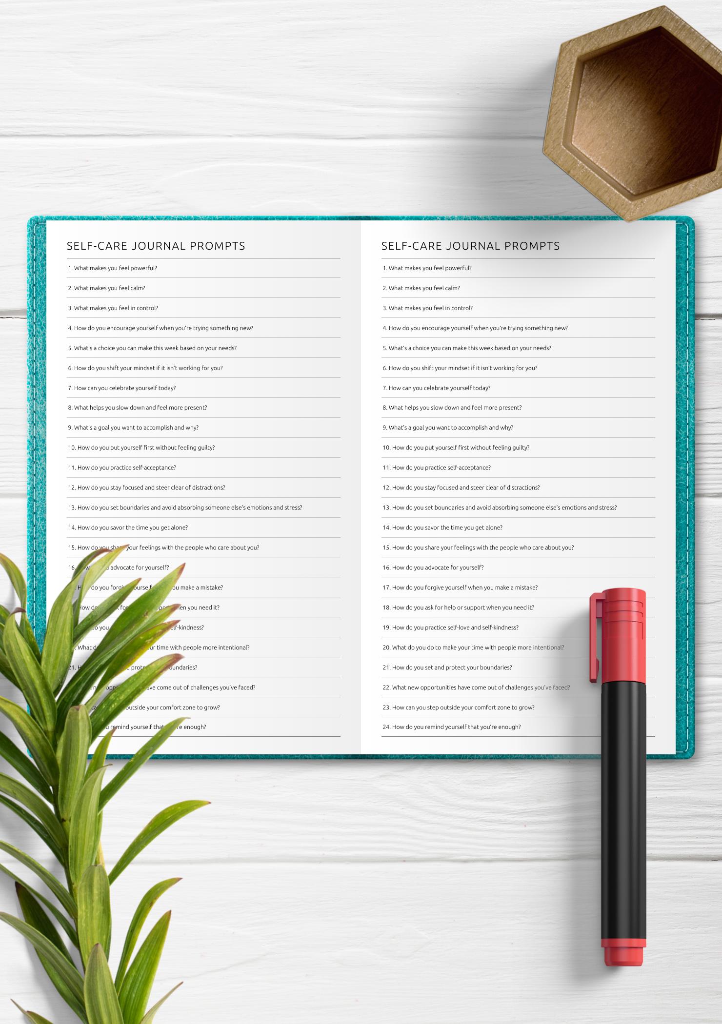 Download Printable Self-Care Journal Prompts PDF