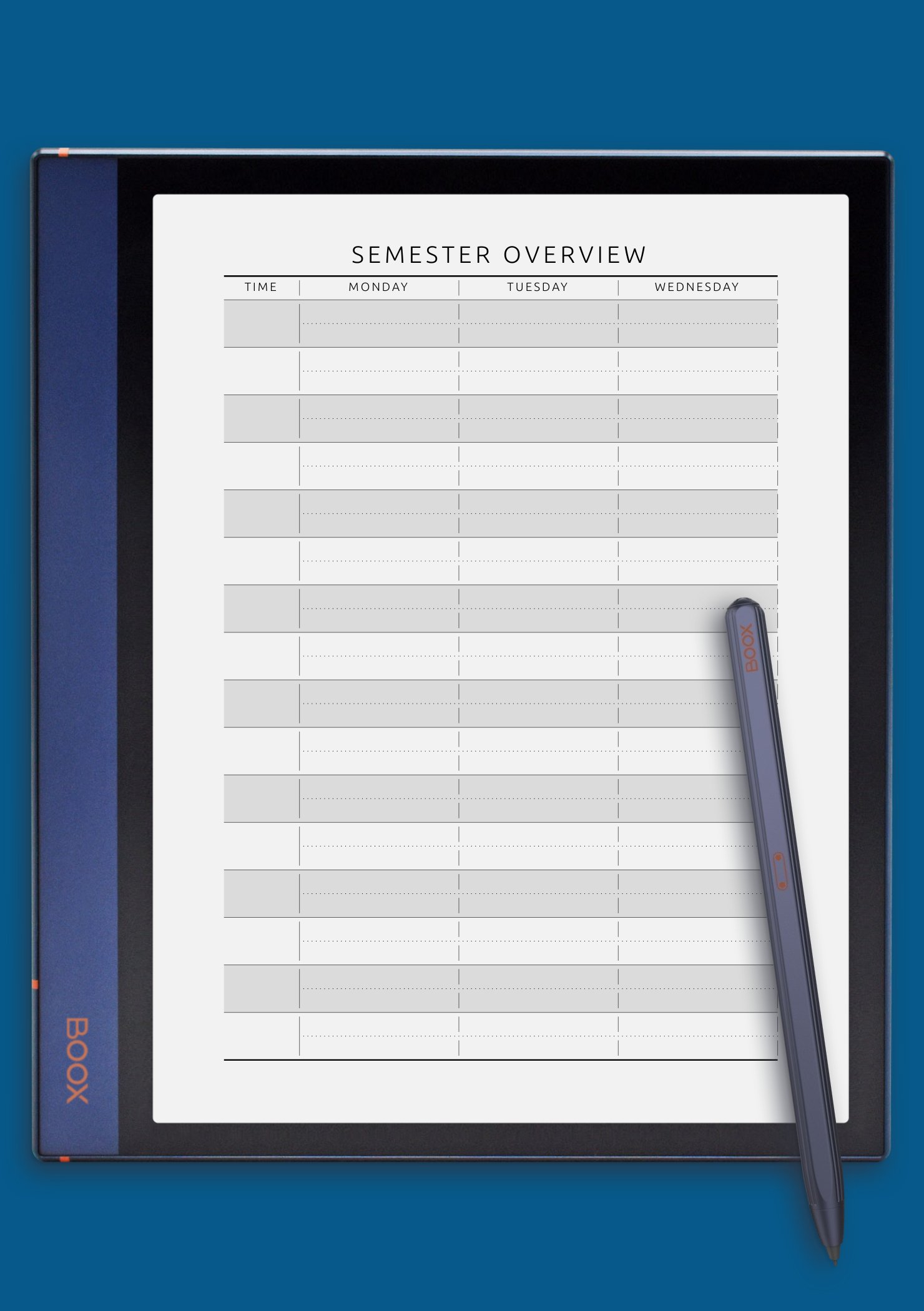 Download Printable Semester Overview Template PDF