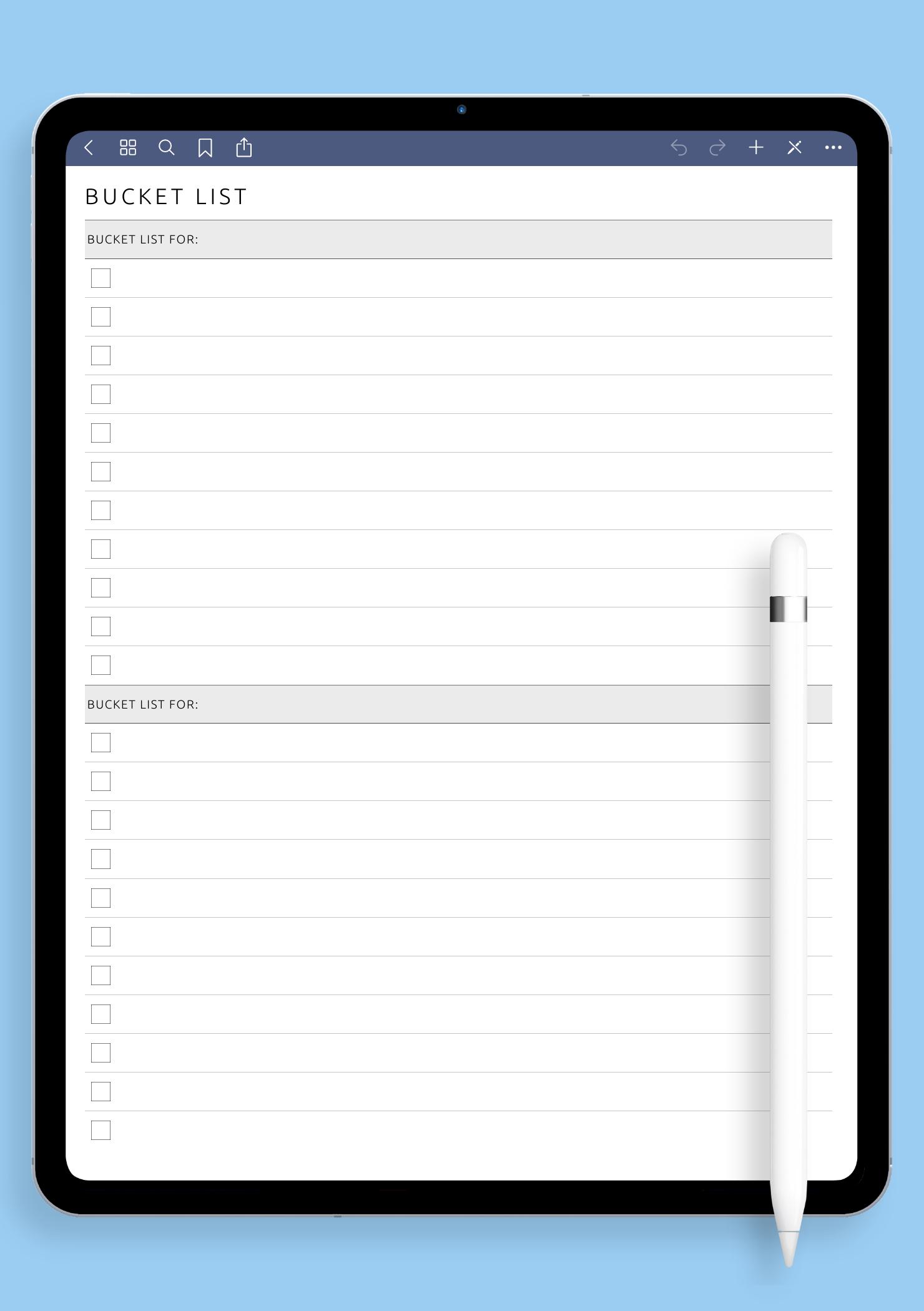 Download Printable Simple Bucket List Template PDF