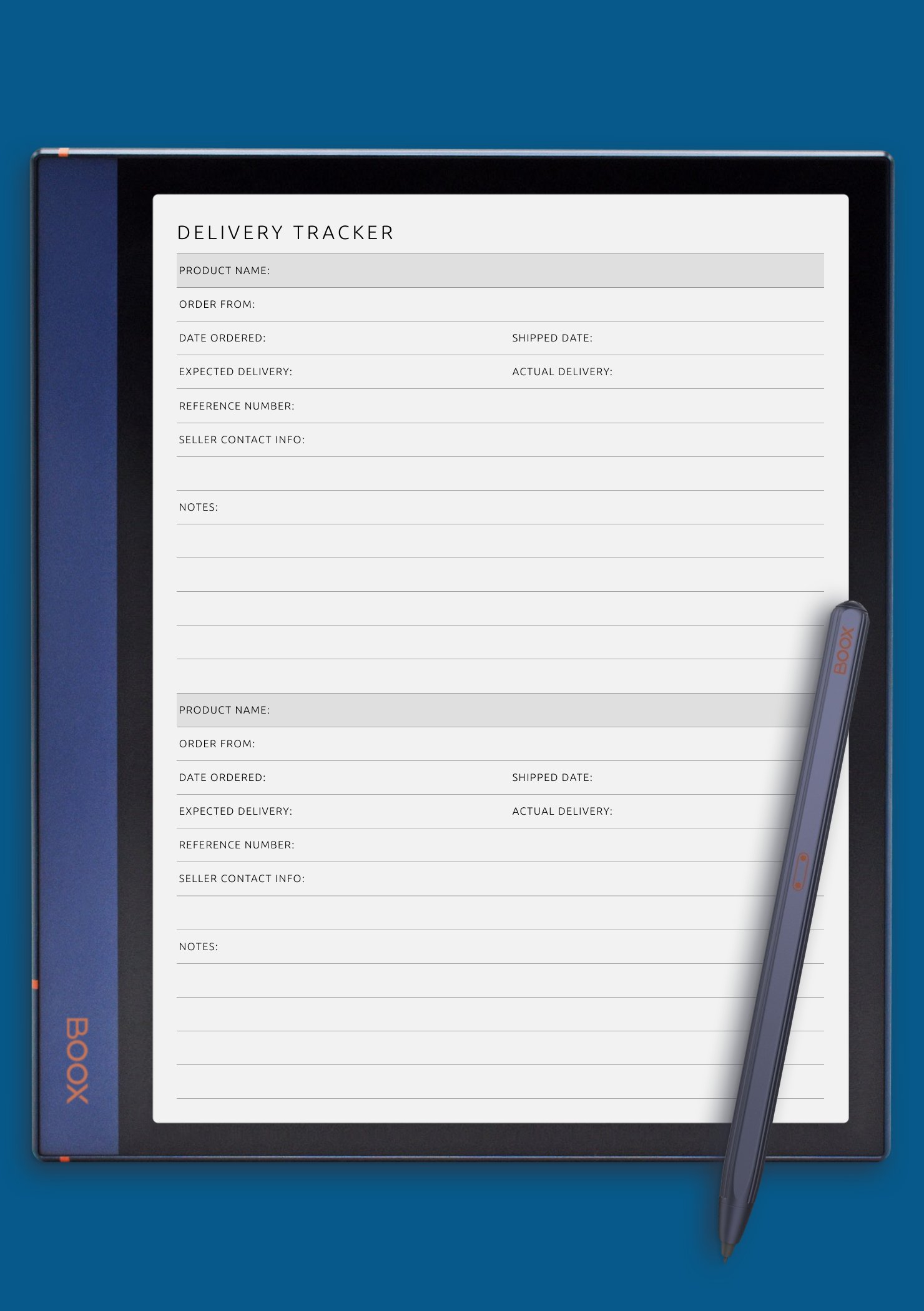 Download Printable Simple Delivery Tracker Template PDF