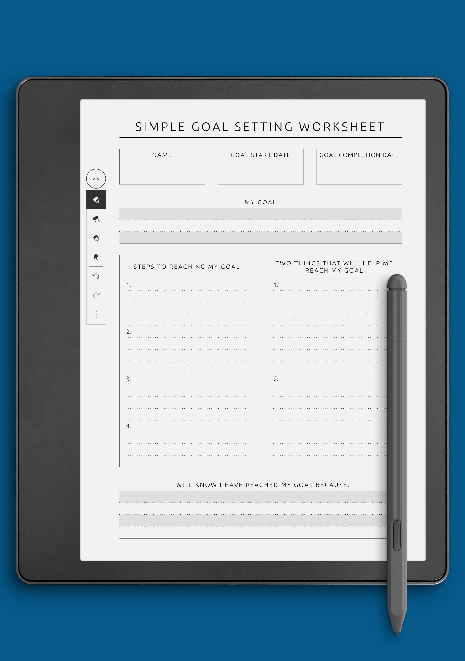 Download Printable Simple Goal Setting Worksheet - Original Style PDF