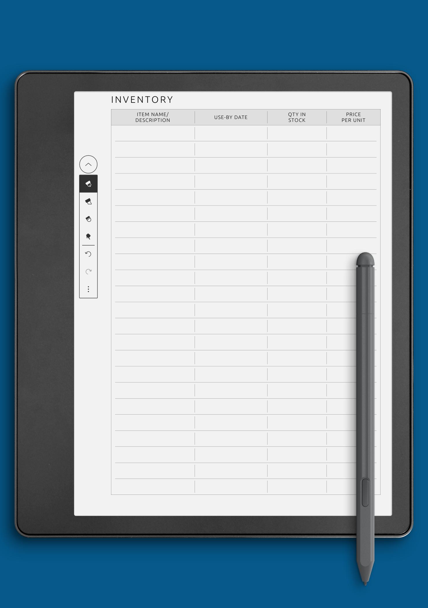 Download Printable Simple Inventory Template PDF
