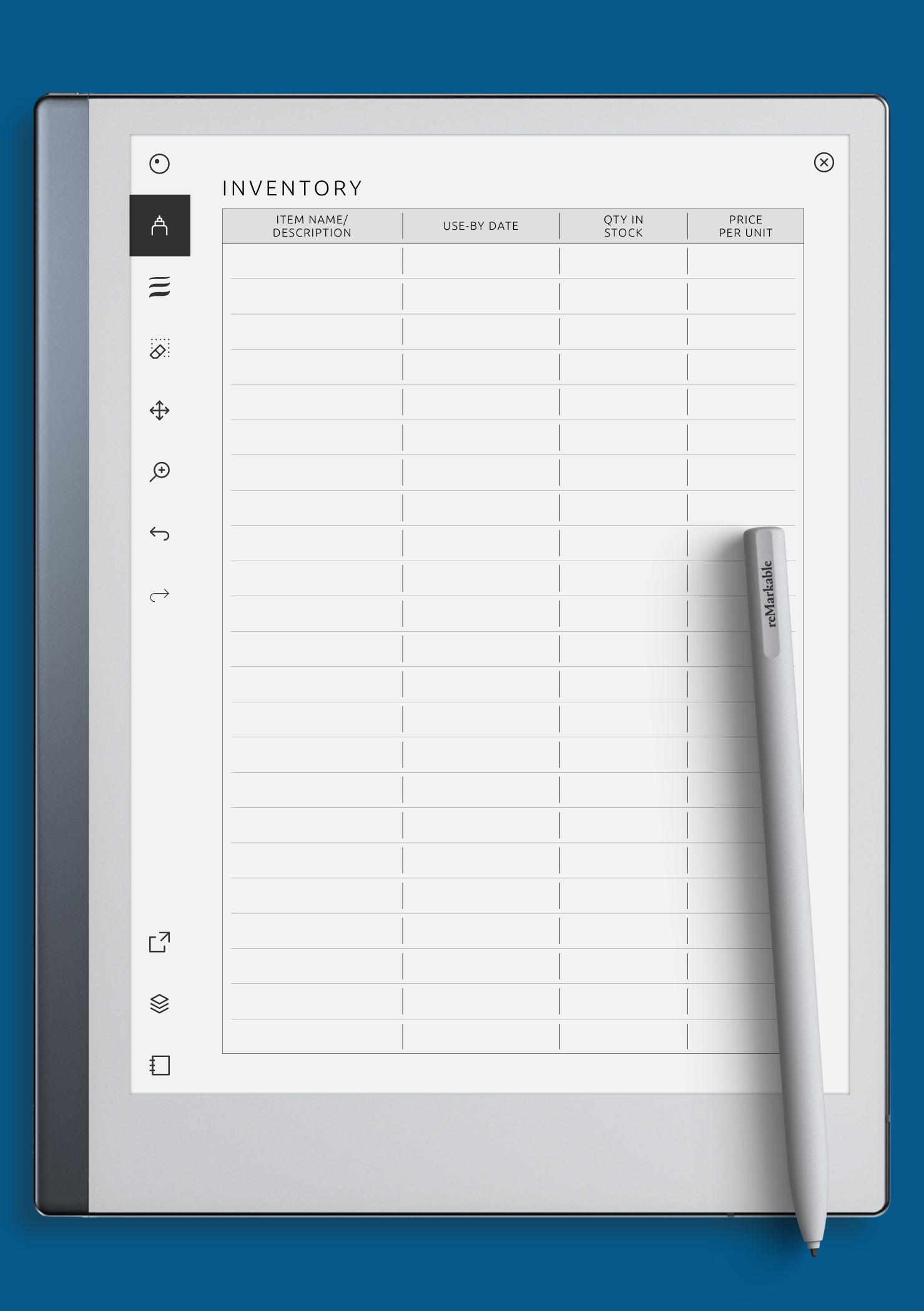 Download Printable Simple Inventory Template PDF