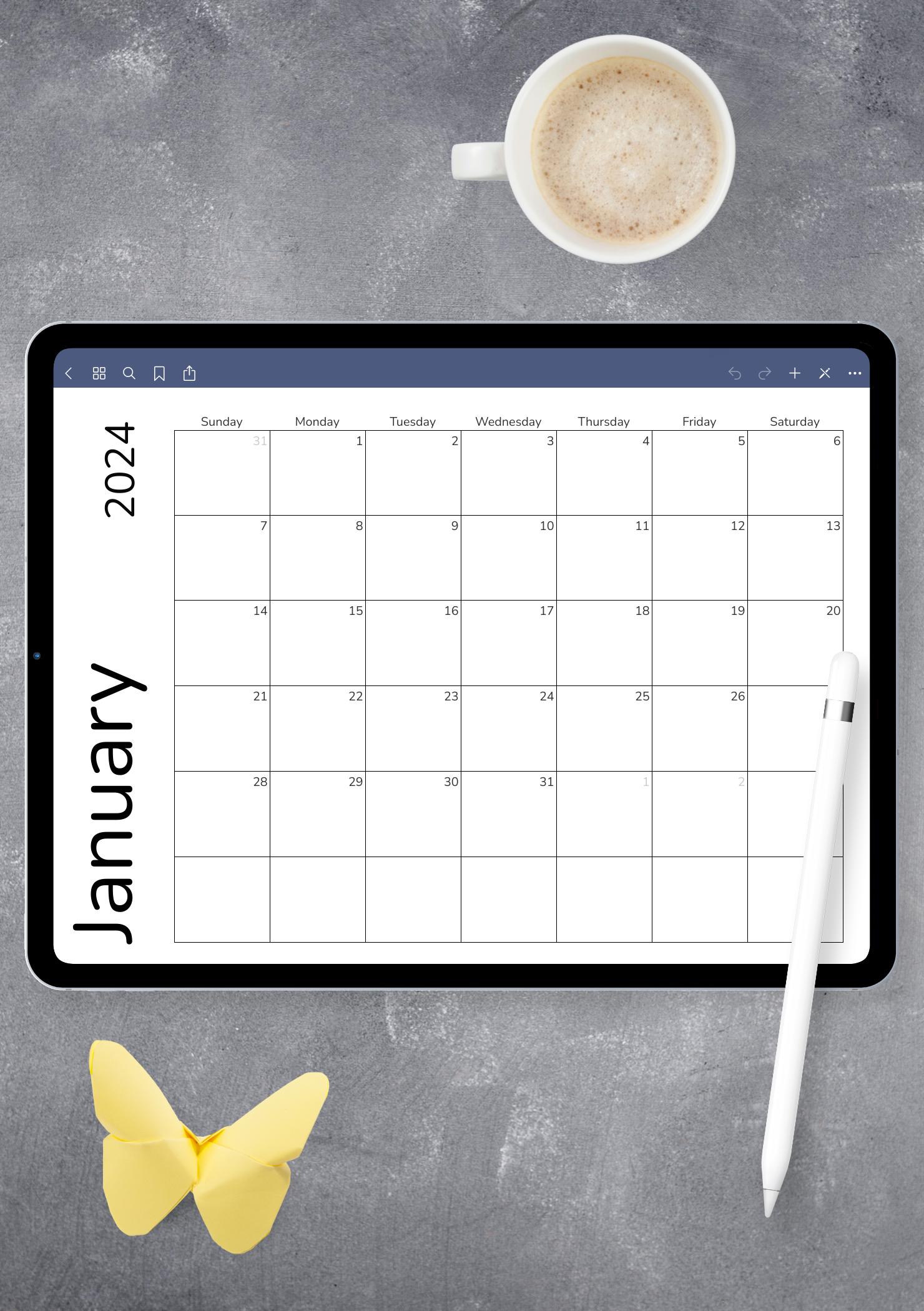 Download Printable Simple Monthly Calendar Grid PDF