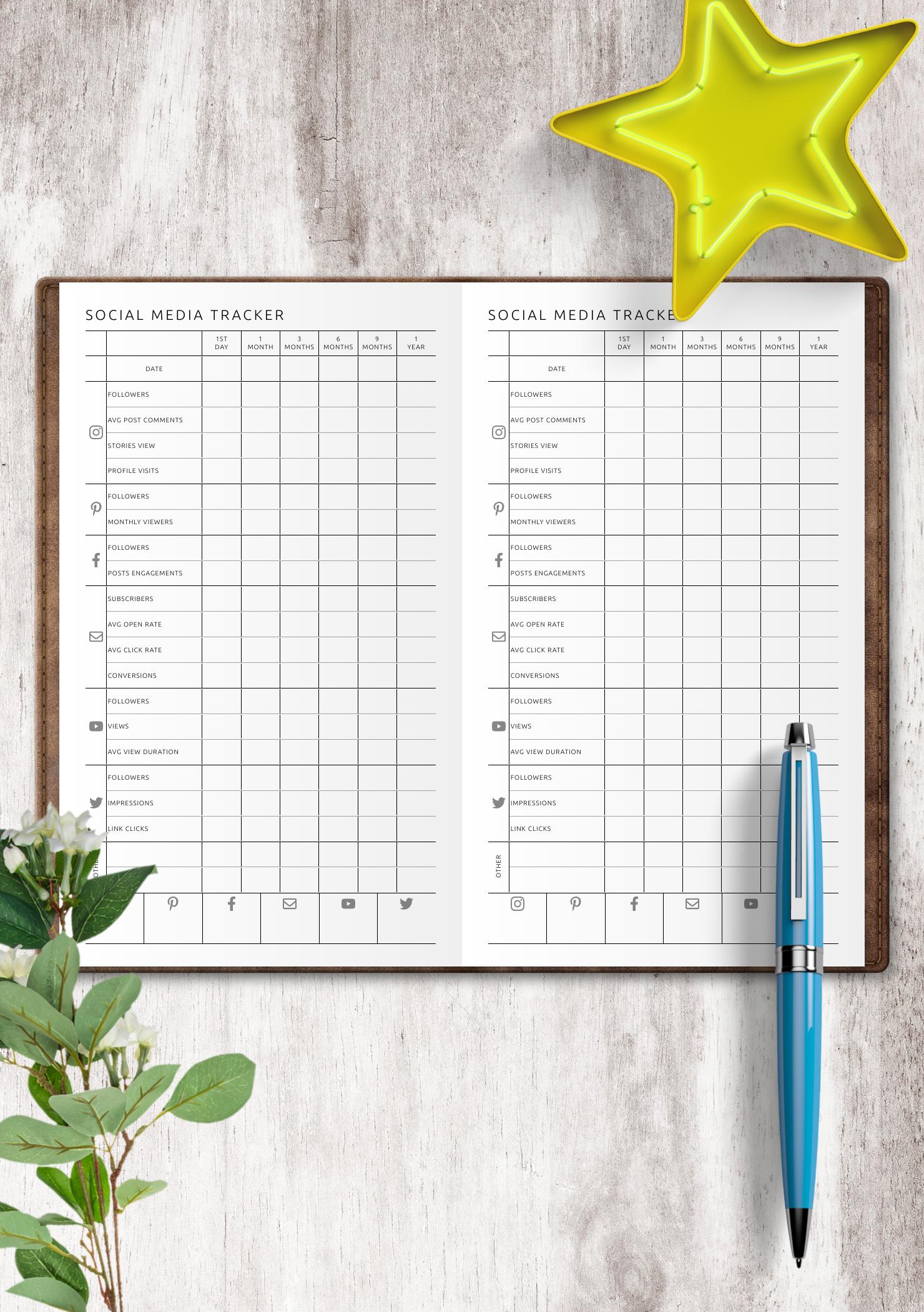 Download Printable Social Media Tracker PDF