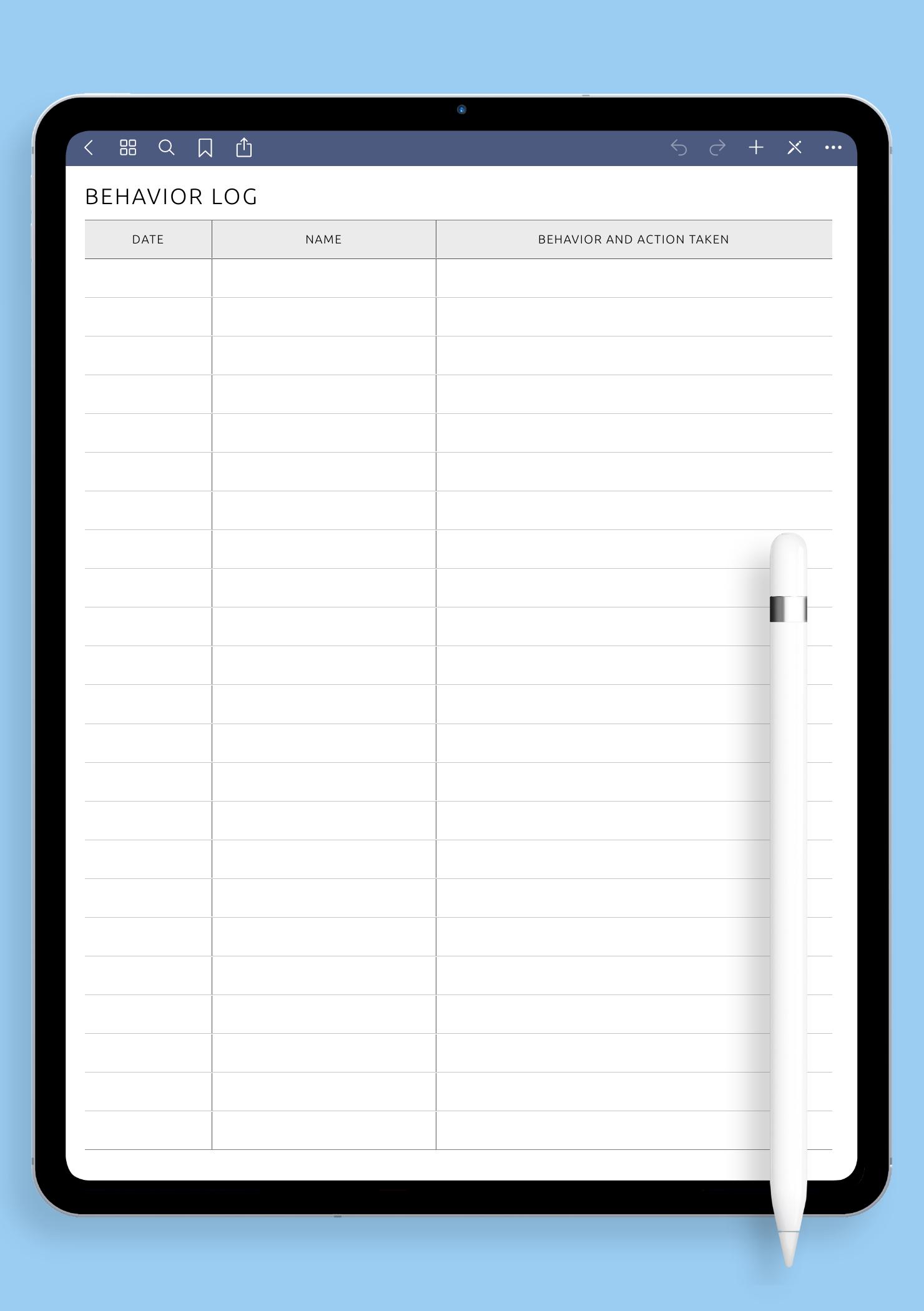 Download Printable Student Behavior Log Template PDF