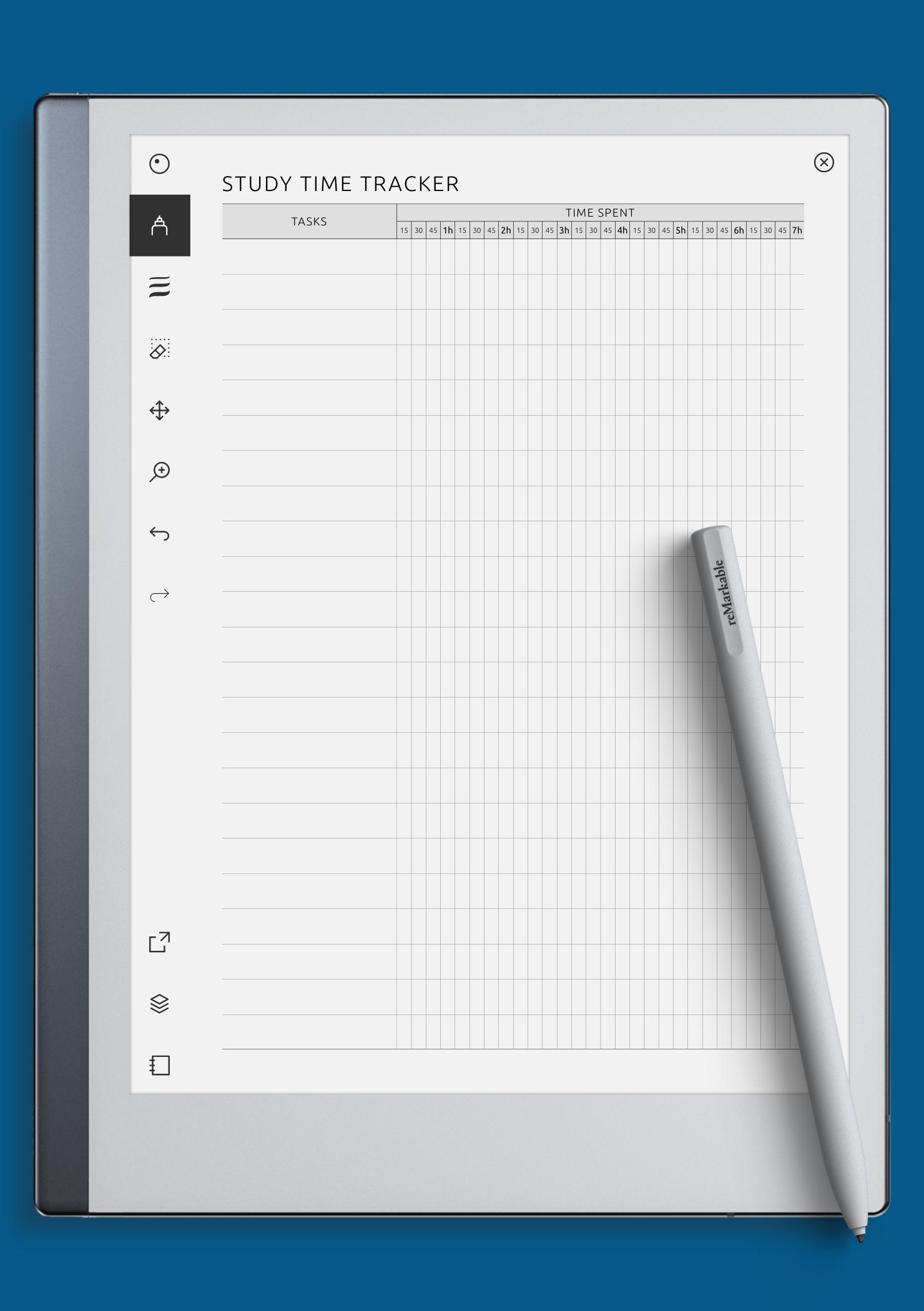 Download Printable Study Time Tracker Template Pdf