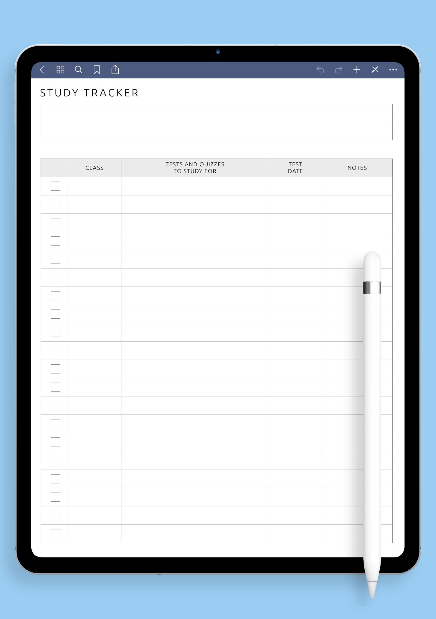 Download Printable Study Tracker Template PDF