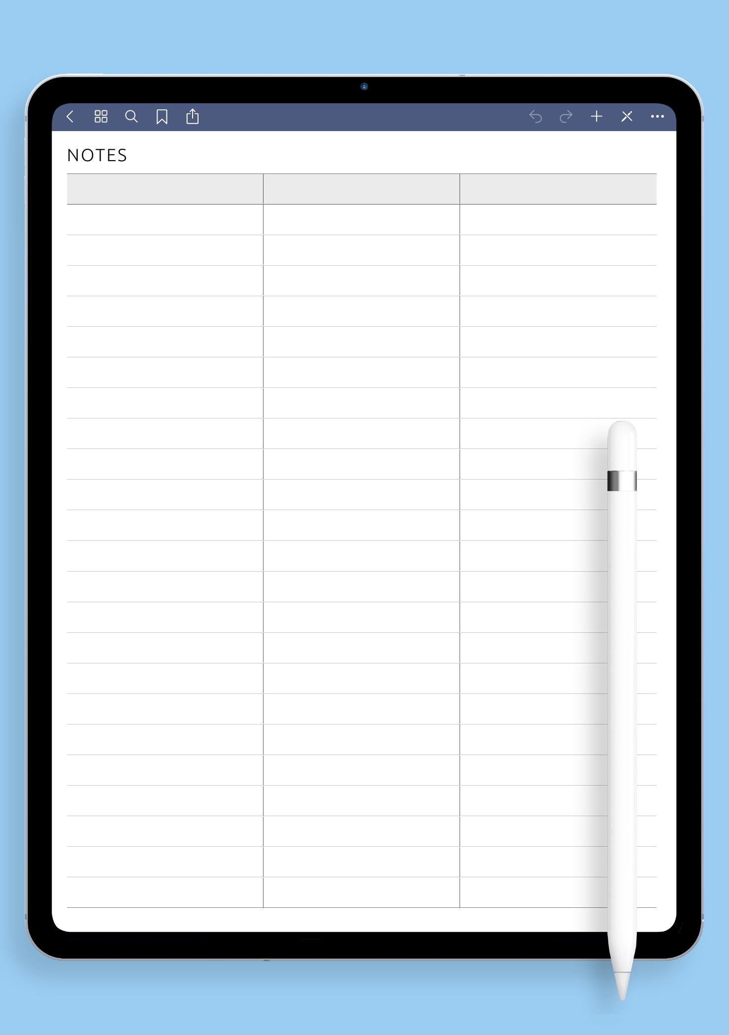 Download Printable Table 3-Column PDF