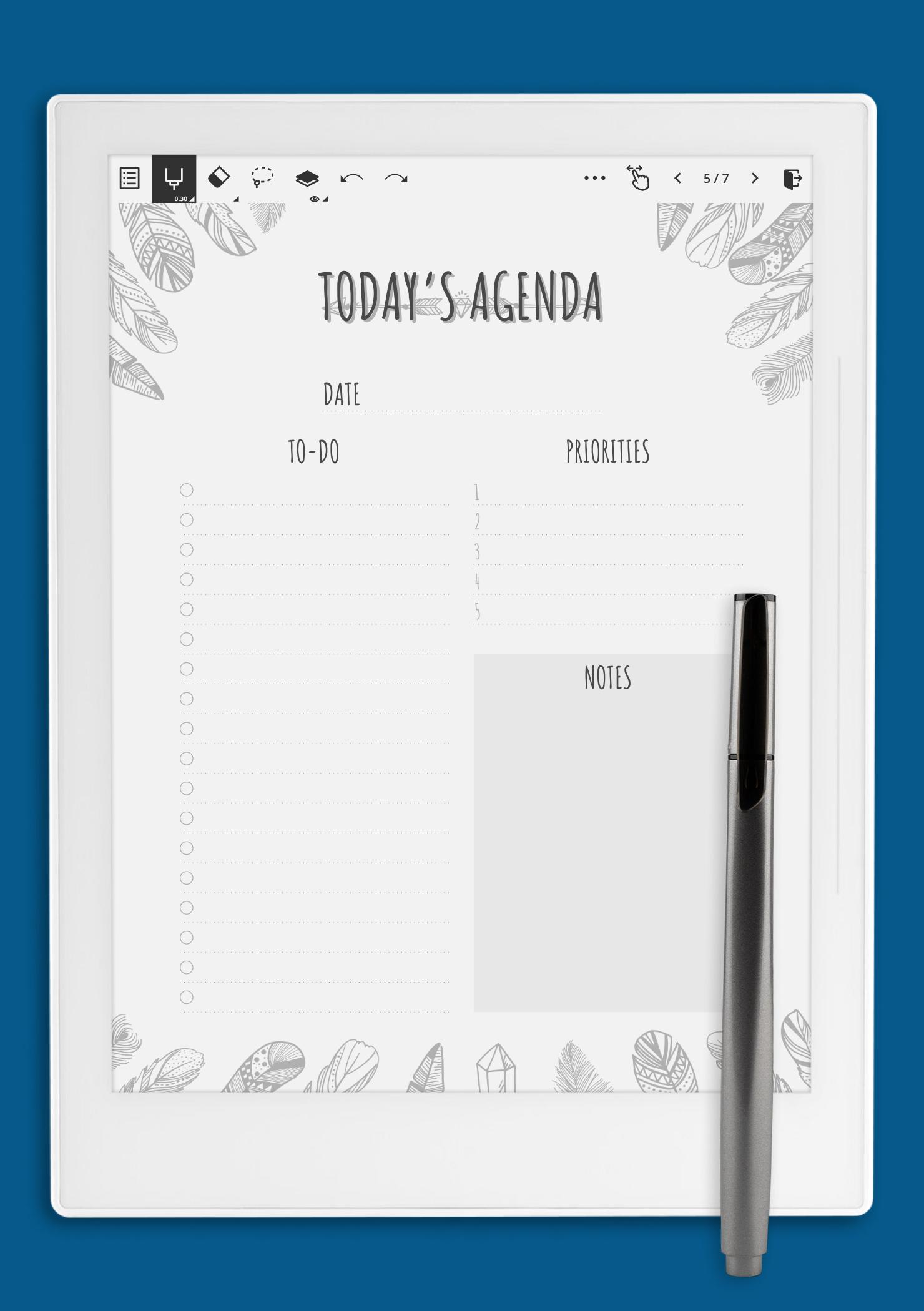 Download Printable Today's Agenda PDF