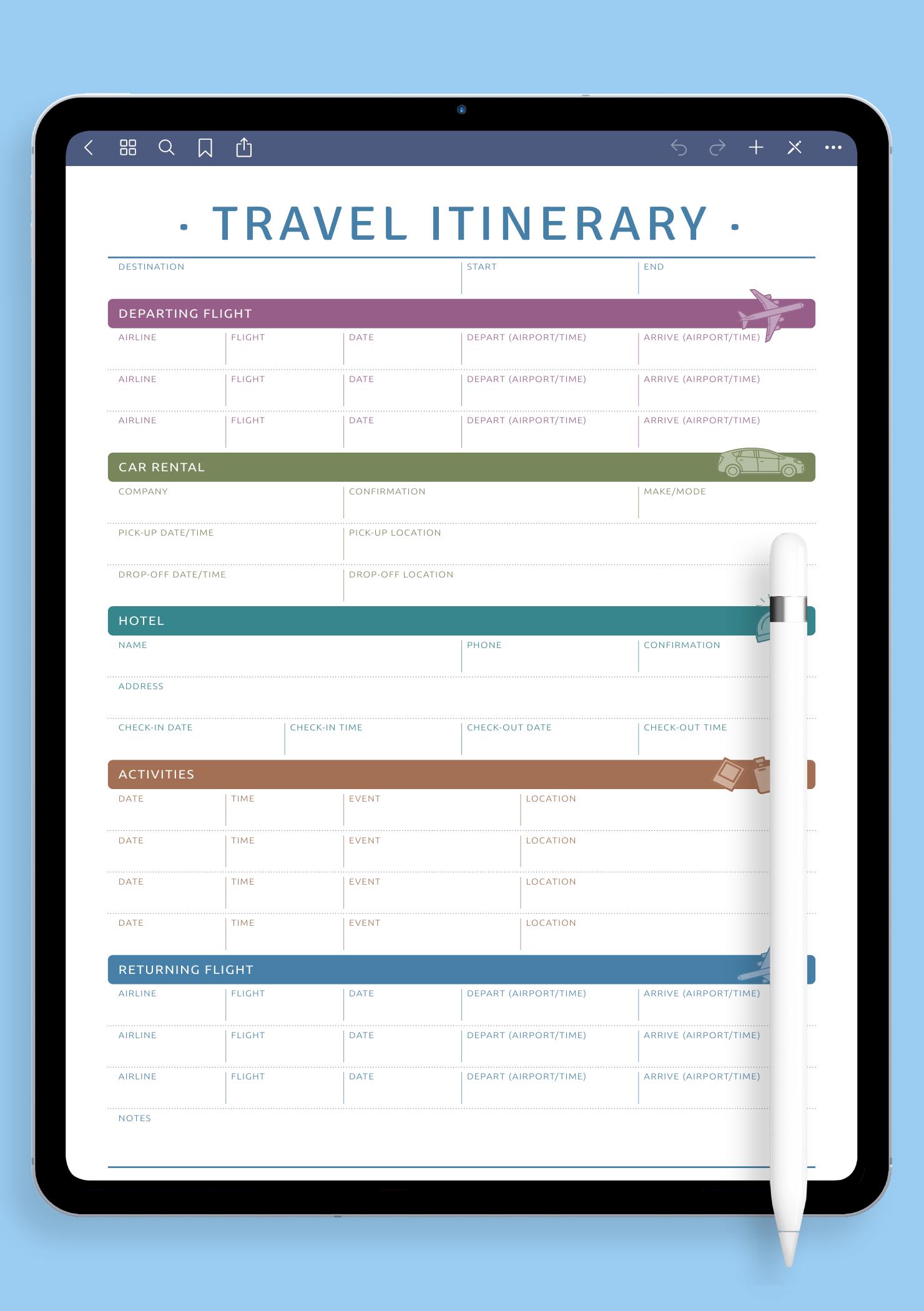 Download Printable Travel Itinerary PDF