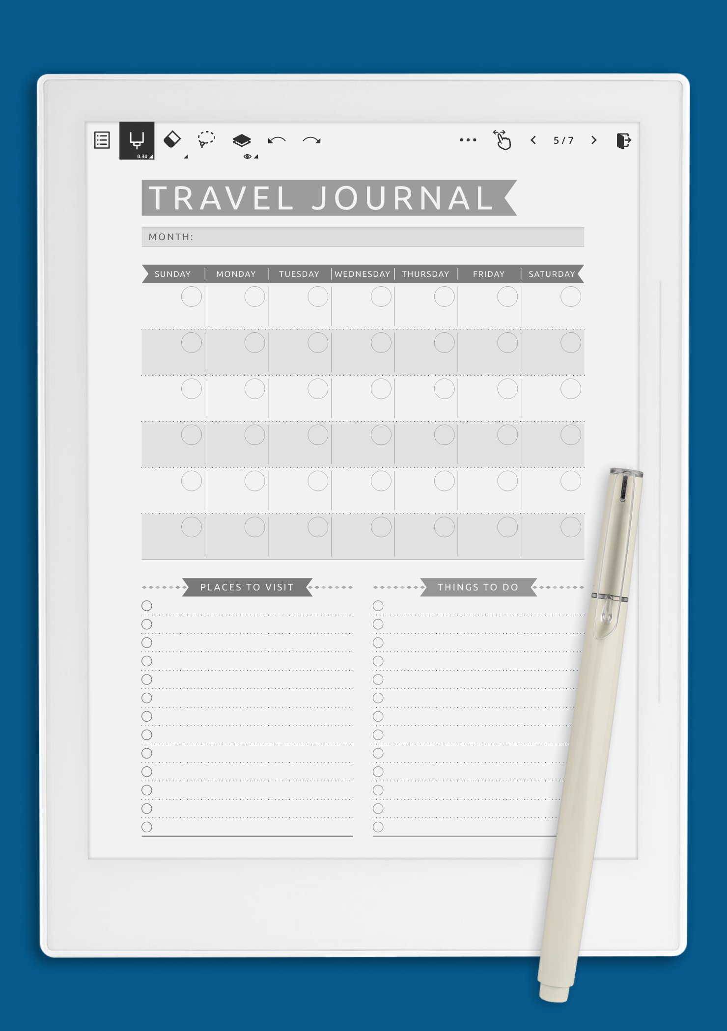 Download Printable Travel Journal Template - Casual Style PDF