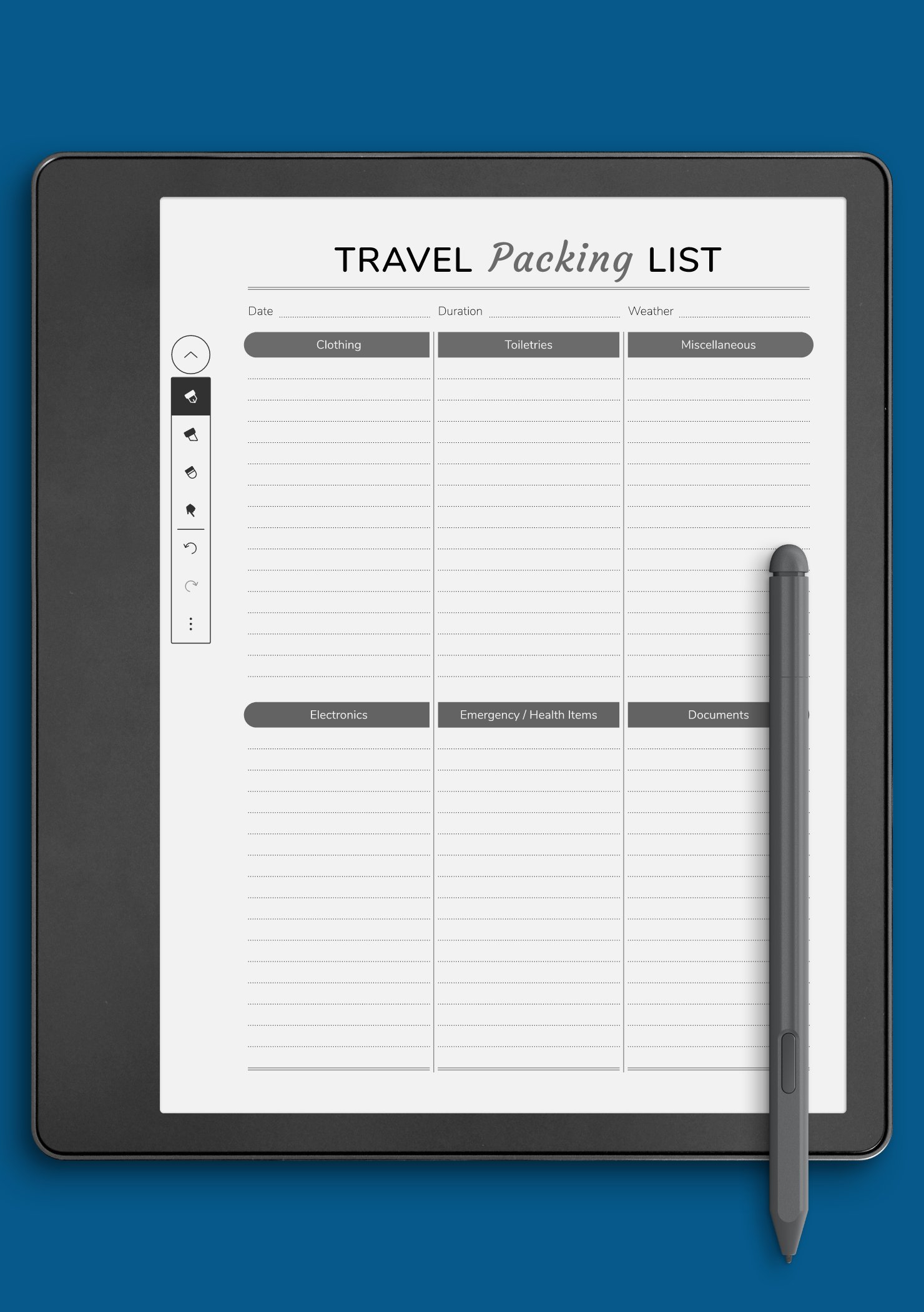 Download Printable Travel Packing List PDF
