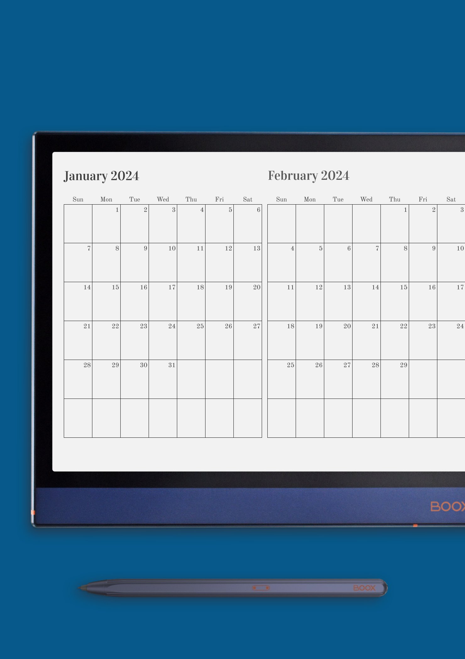 Download Printable Two Months on One Page Calendar PDF