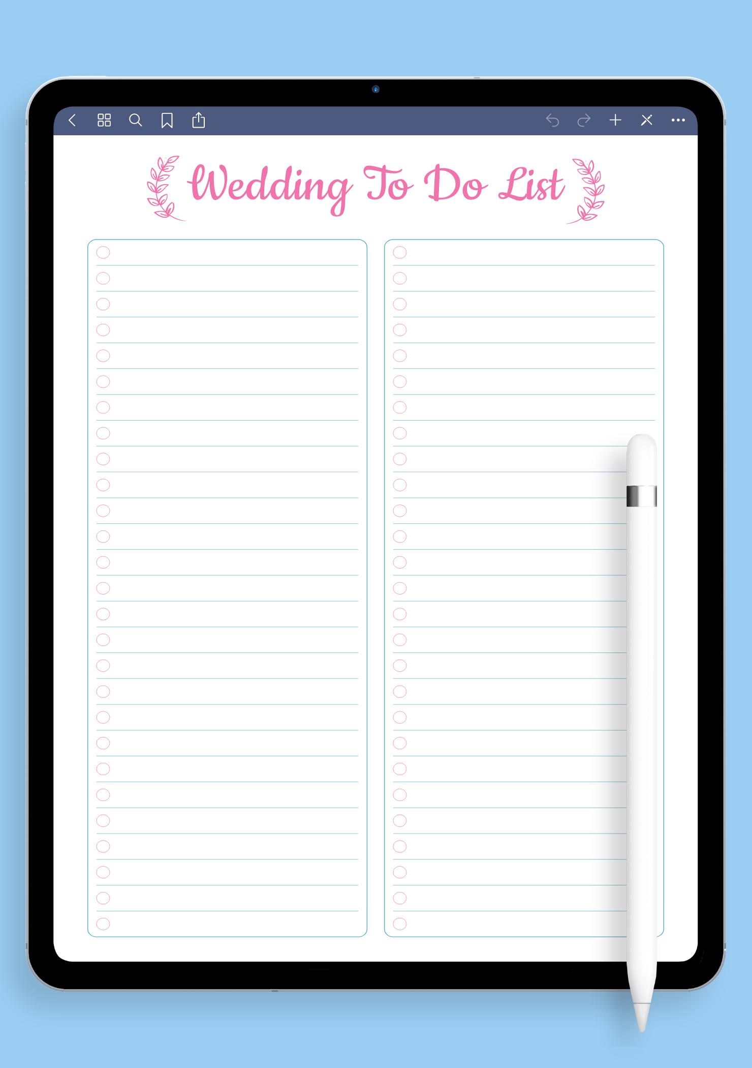 Download Printable Wedding To Do List - Elegance Style PDF