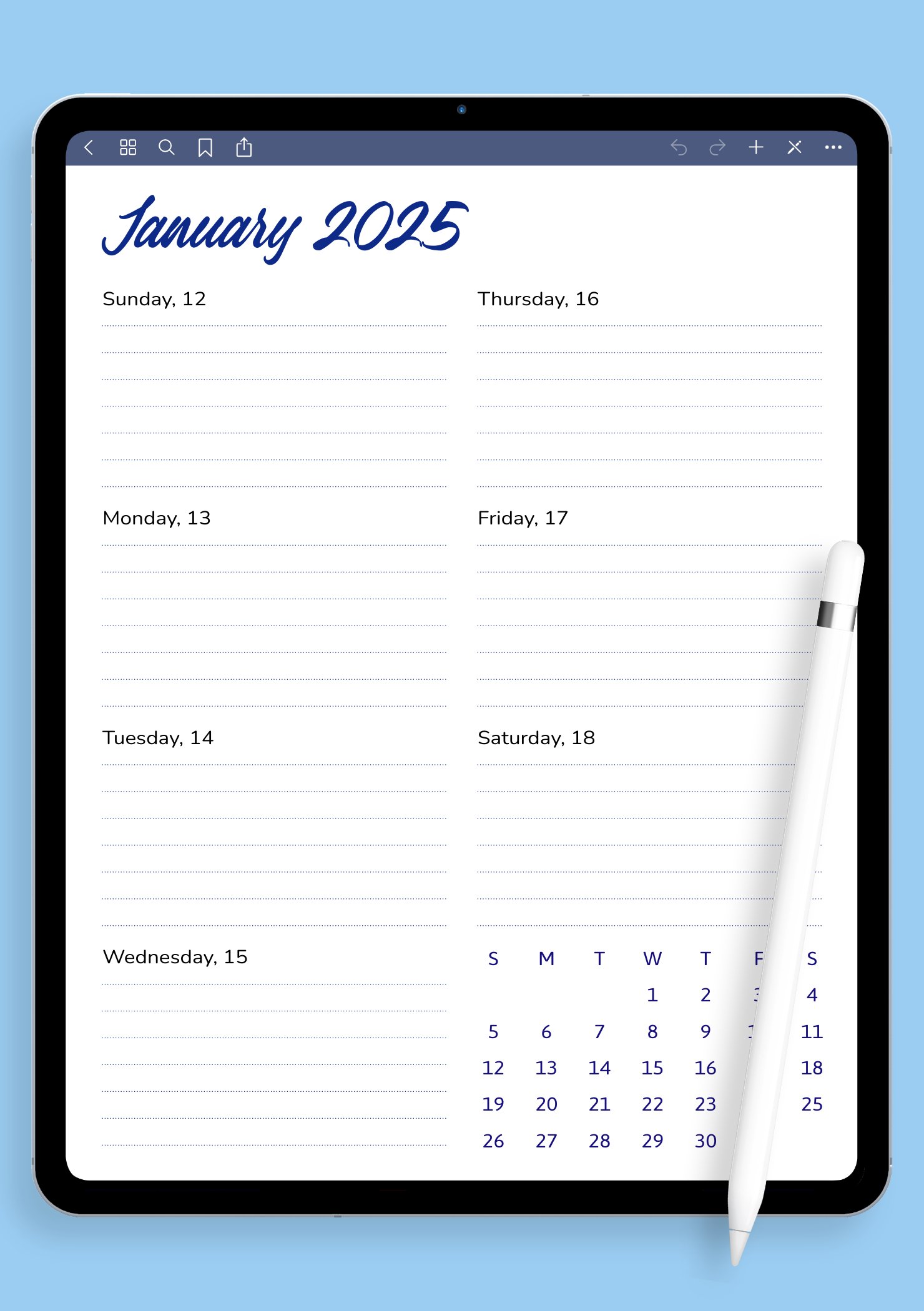 Download Printable Weekly Calendar Template PDF