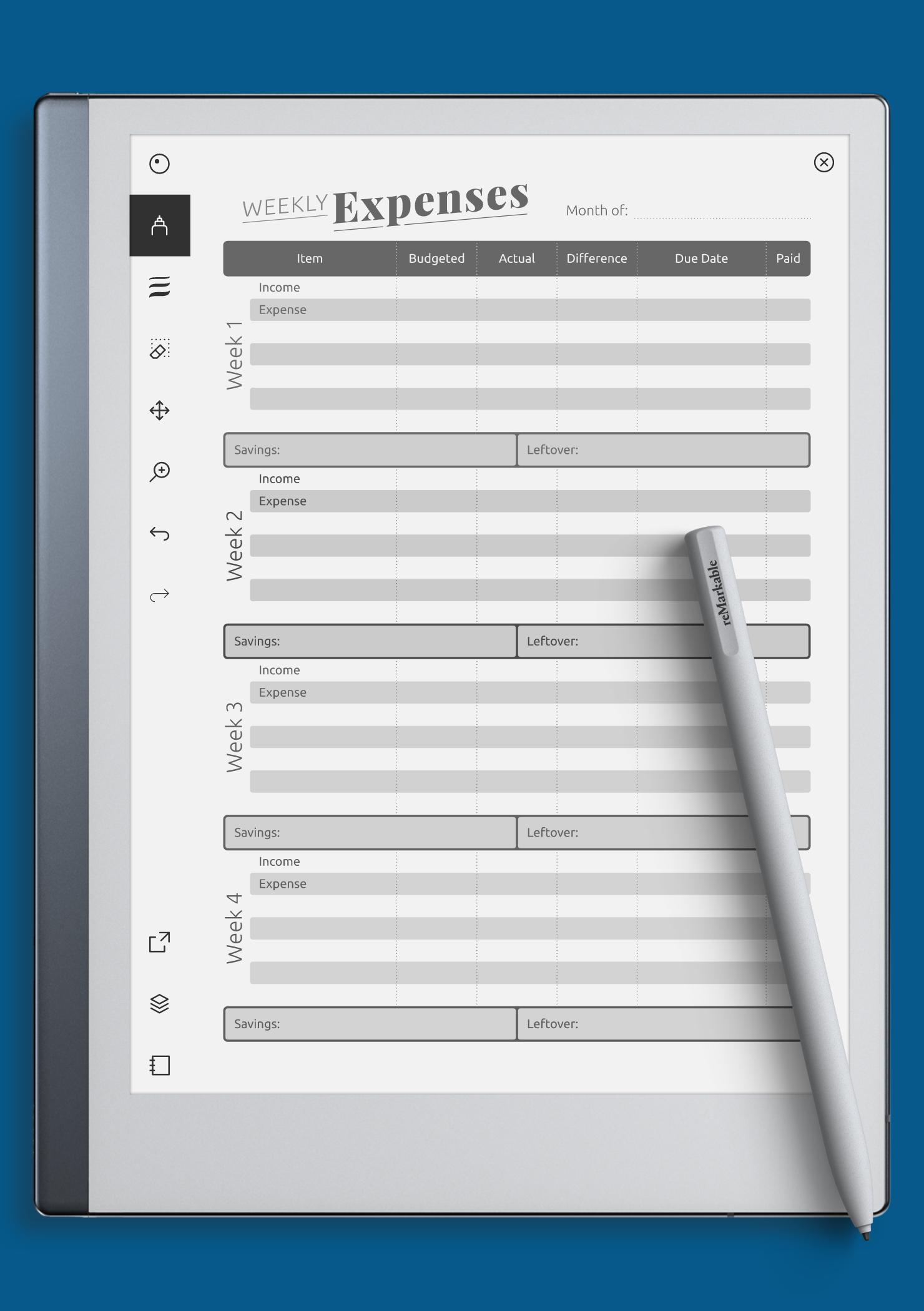 Download Printable Weekly Expenses PDF