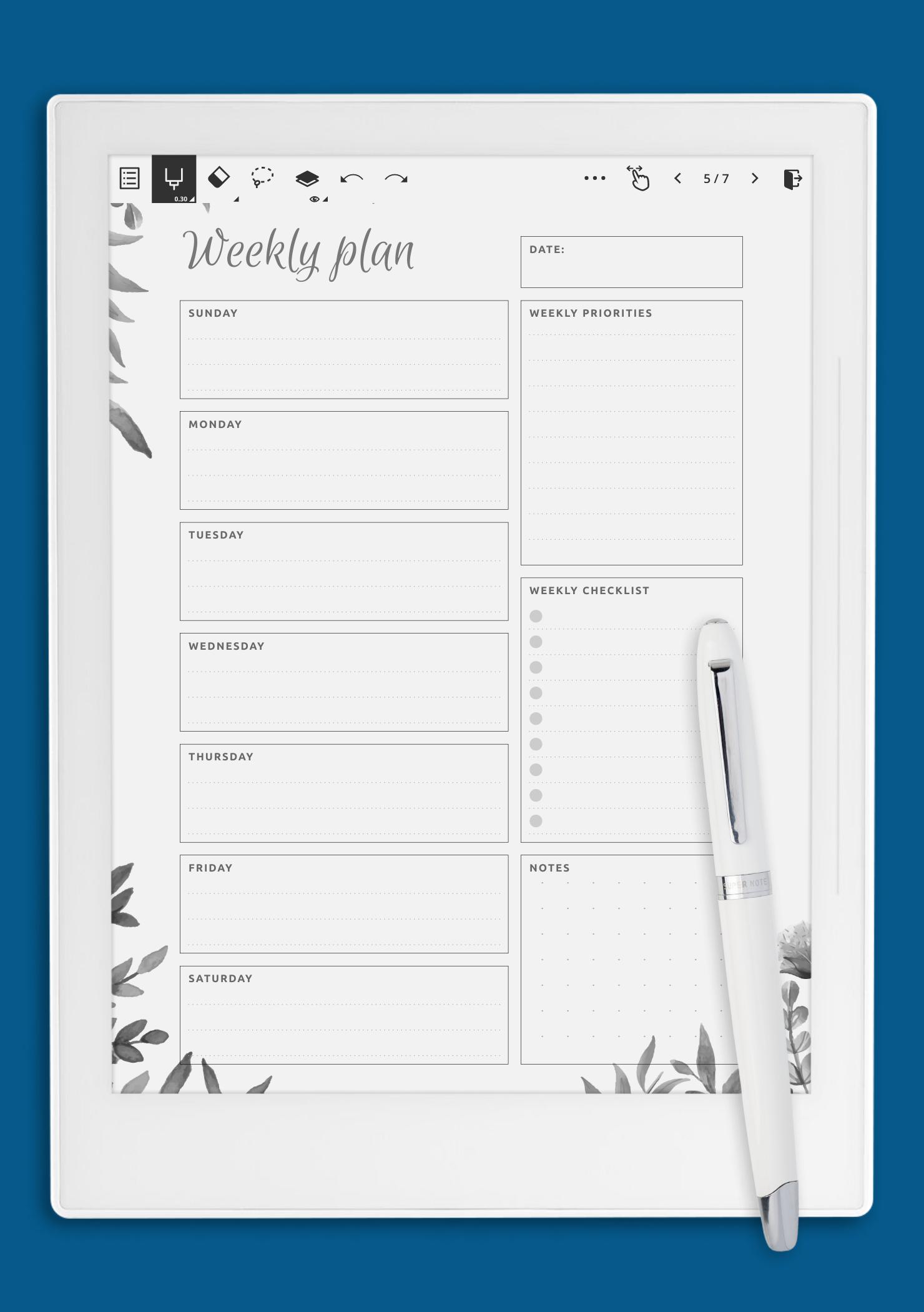 Download Printable Weekly Plan & Checklist PDF