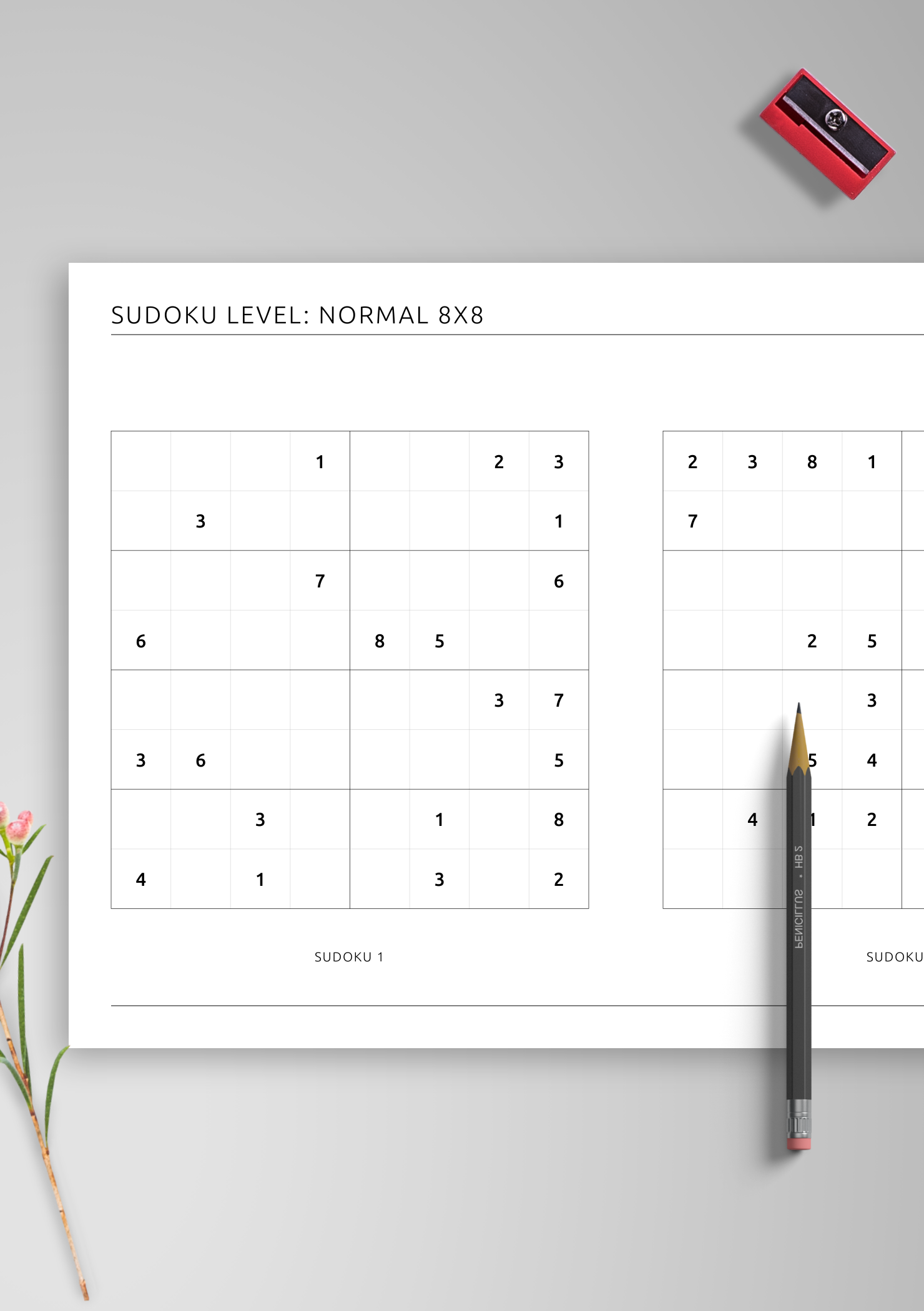 Download Printable 8x8 Medium Sudoku – Horizontal (2 On Page) PDF
