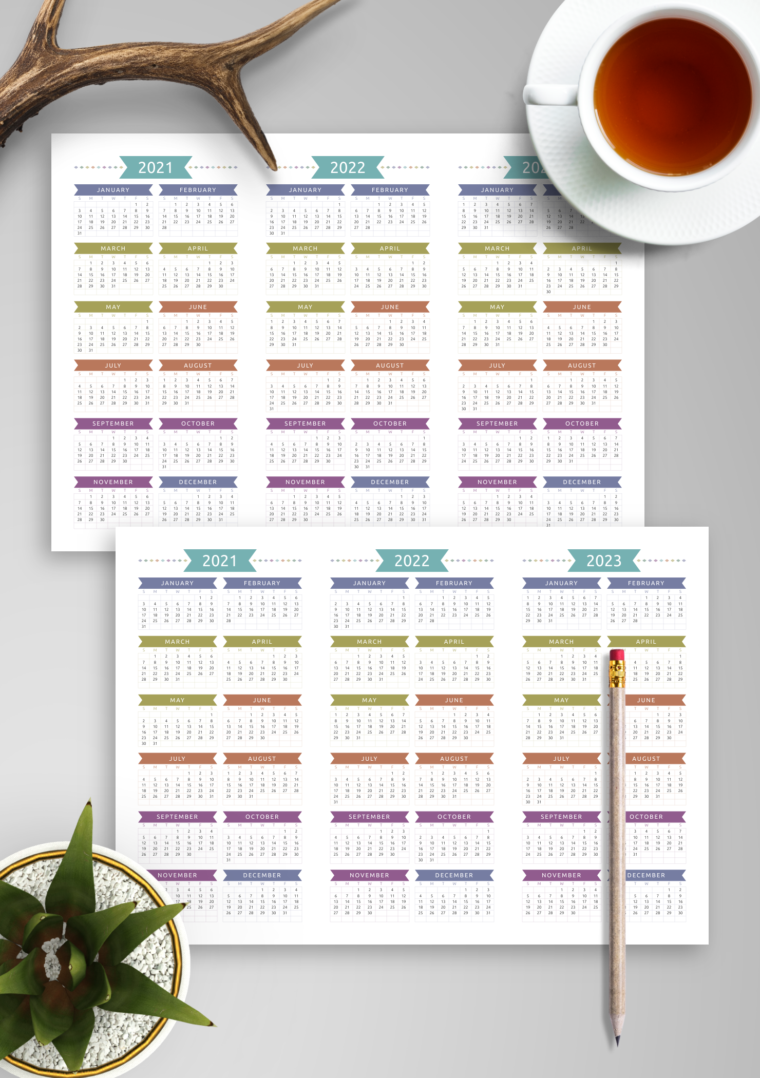 Download Printable 3-year Calendar Template - Casual Style - Landscape ...