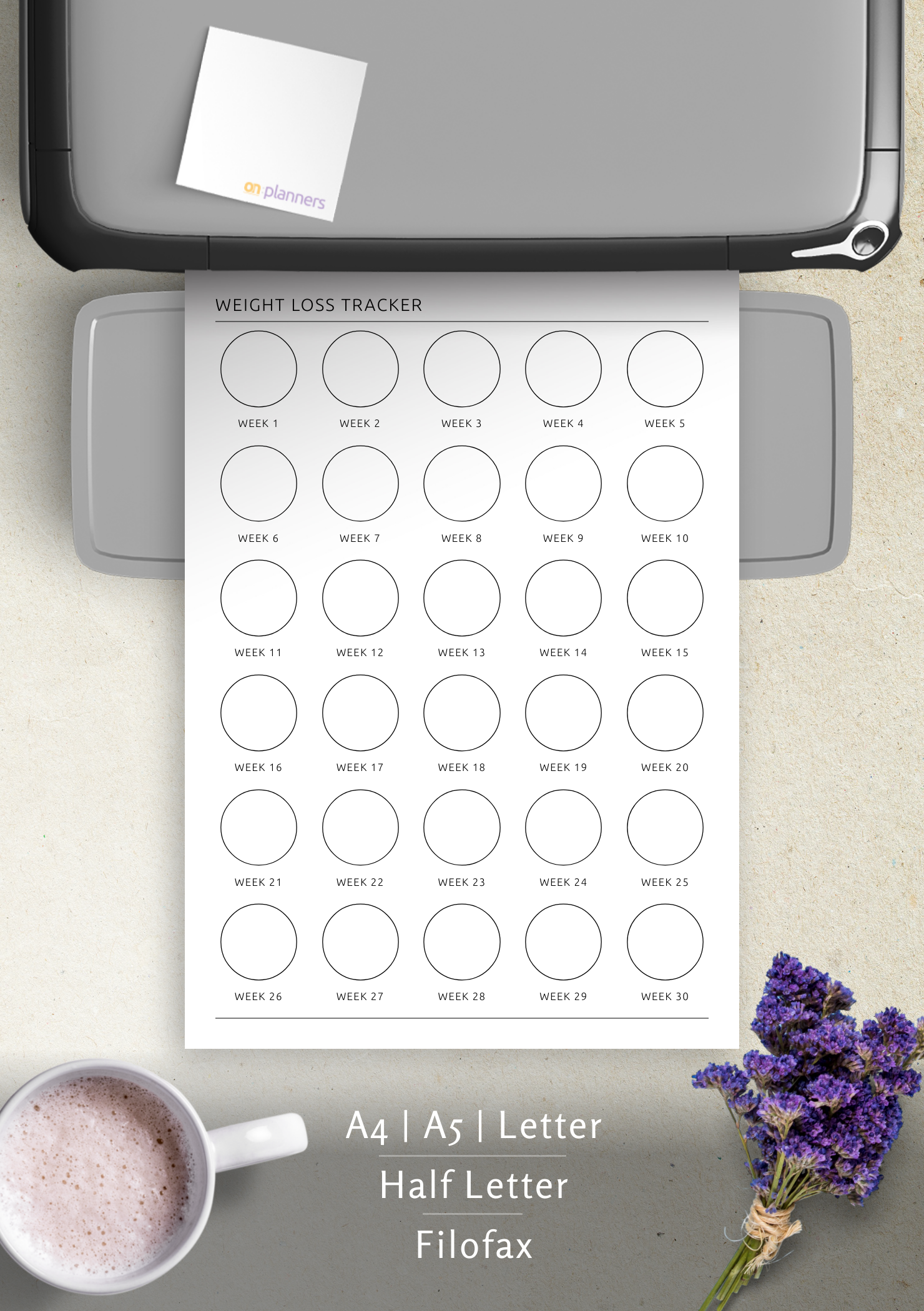 30-Week Weight Loss Tracker – Long-Term Goals, Clear Results