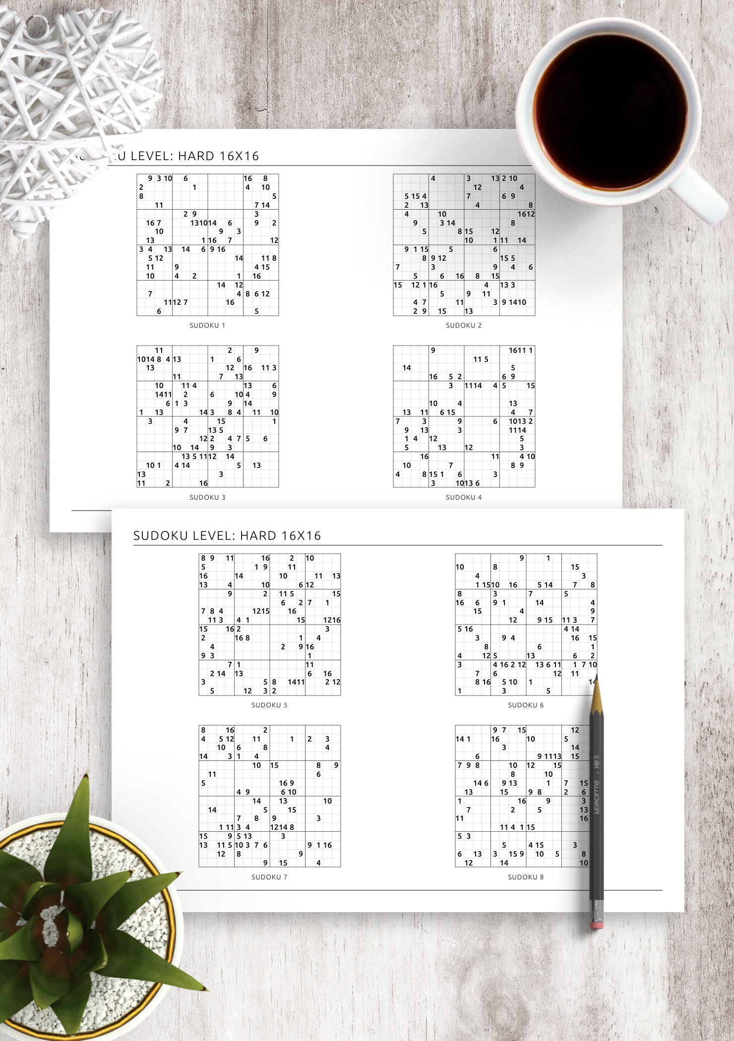 Hard Copy Sub 16 Download Printable 16x16 Hard Sudoku – Horizontal (4 On Page) PDF