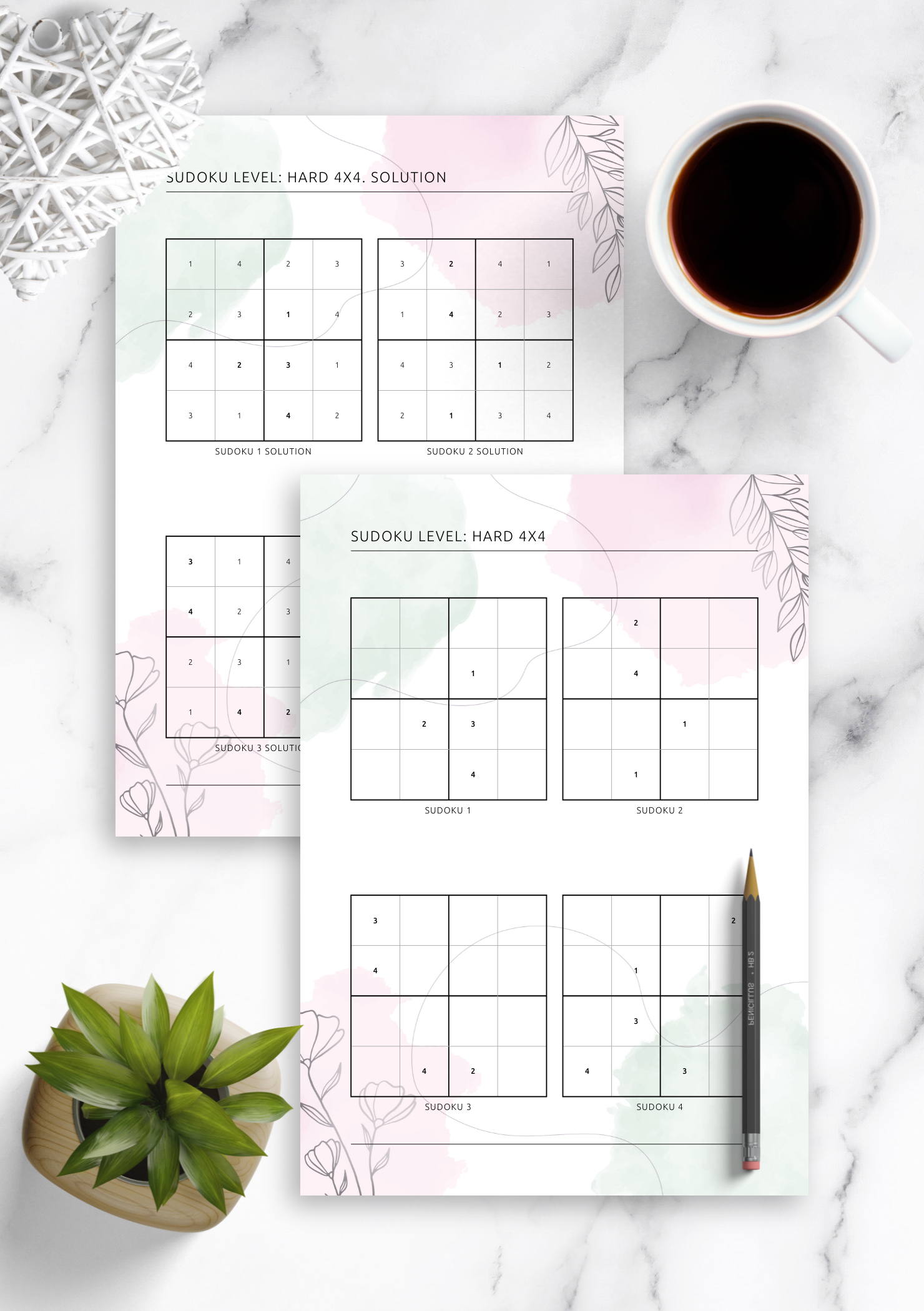 Download Printable 4x4 Hard Sudoku - Vertical (4 On Page) PDF