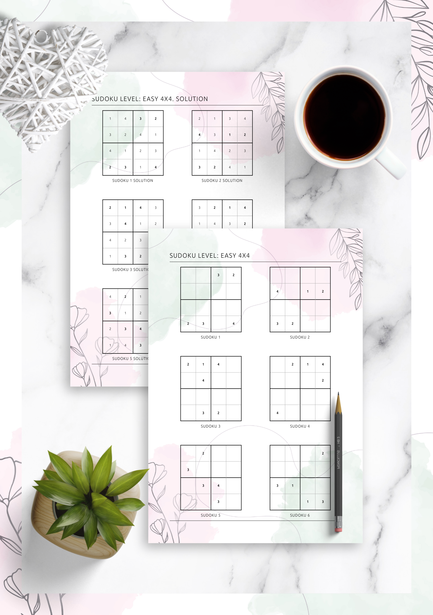 Download Printable 4x4 Easy Sudoku - Vertical (6 On Page) PDF