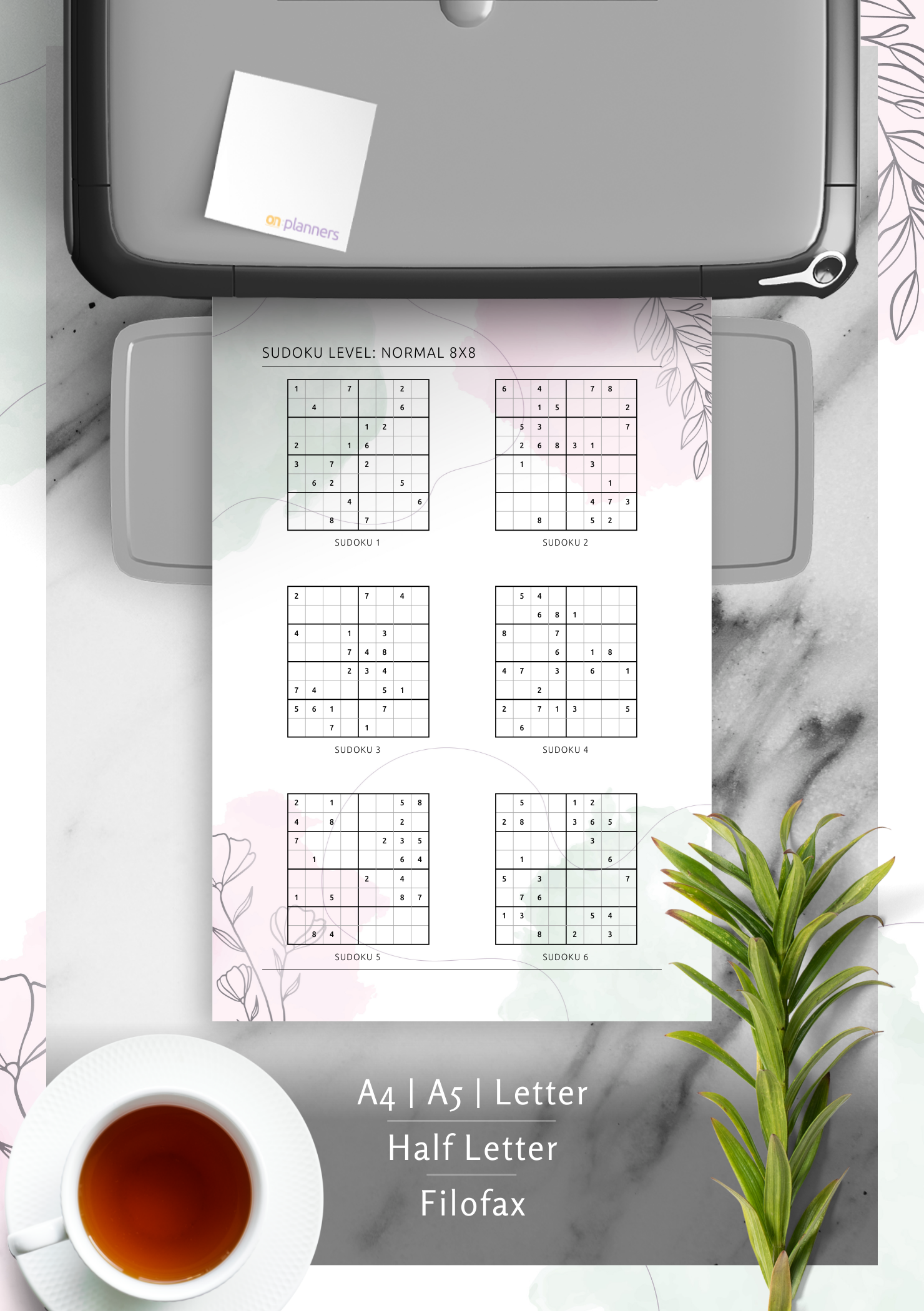 Download Printable 8x8 Medium Sudoku – Vertical (6 On Page) PDF