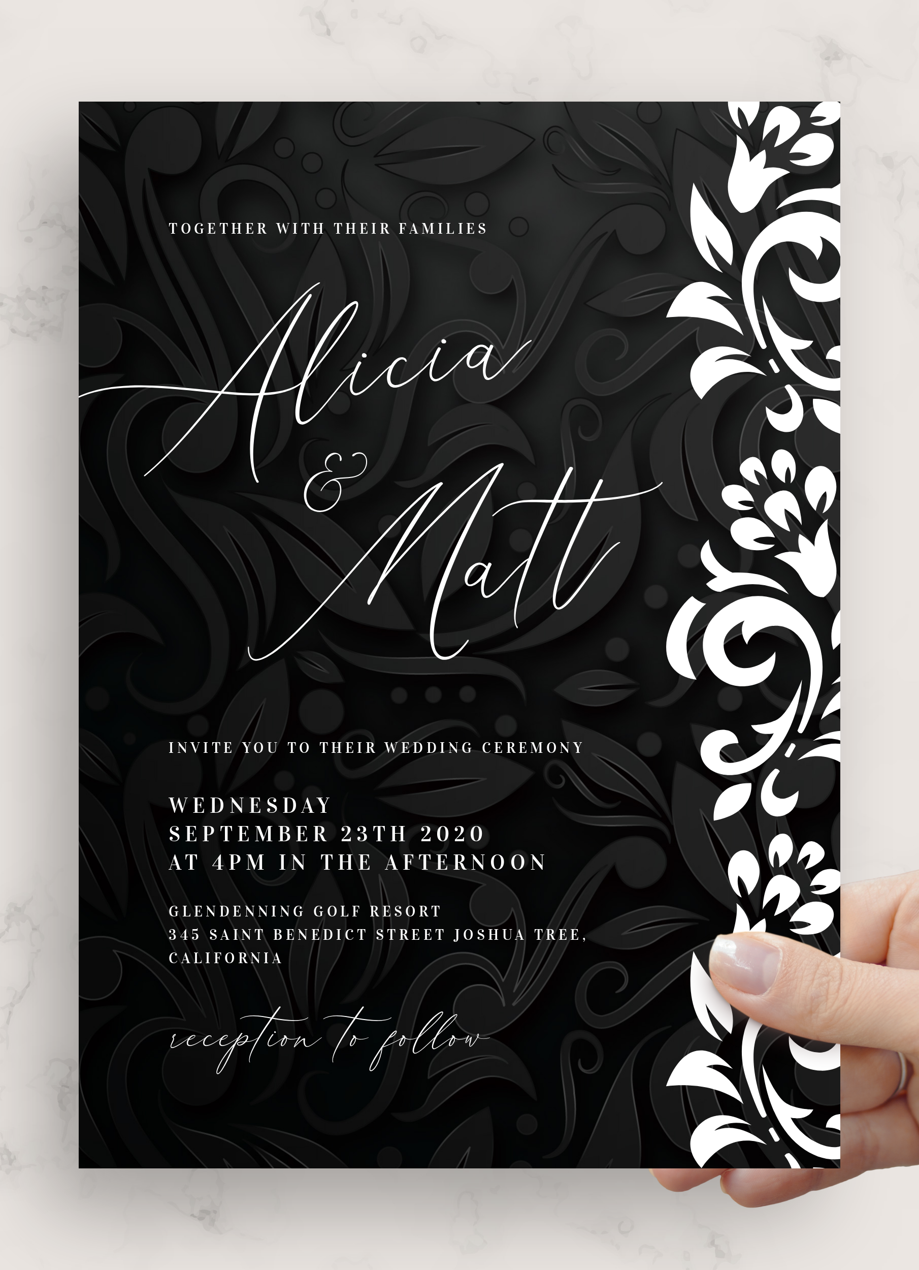 Download Printable Black and White Wedding Invitation PDF Download Printable Black and White Wedding Invitation PDF