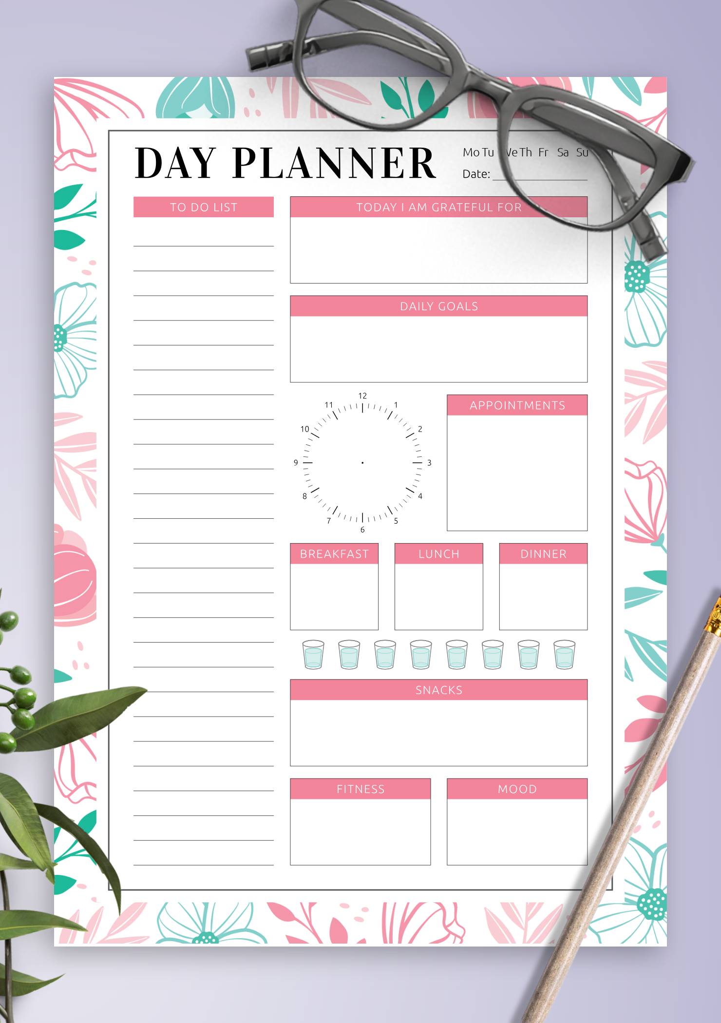 Download Printable Blossom Flowers Daily Planner Pdf